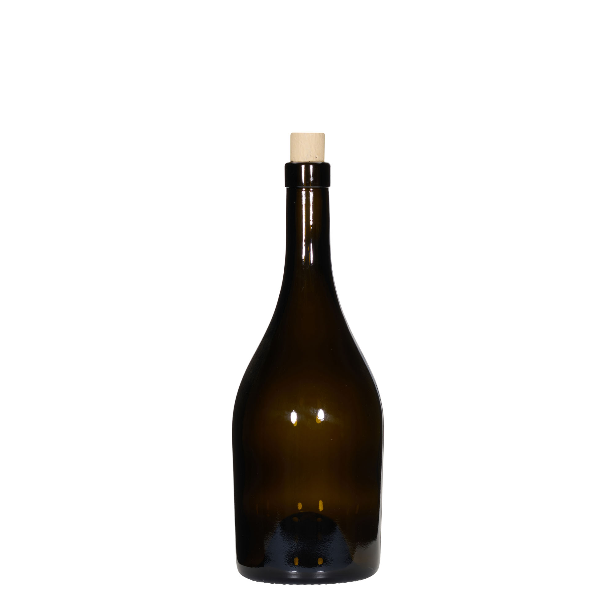 Botella de vino de 750 ml 'Exclusive', verde antiguo, boca: corcho