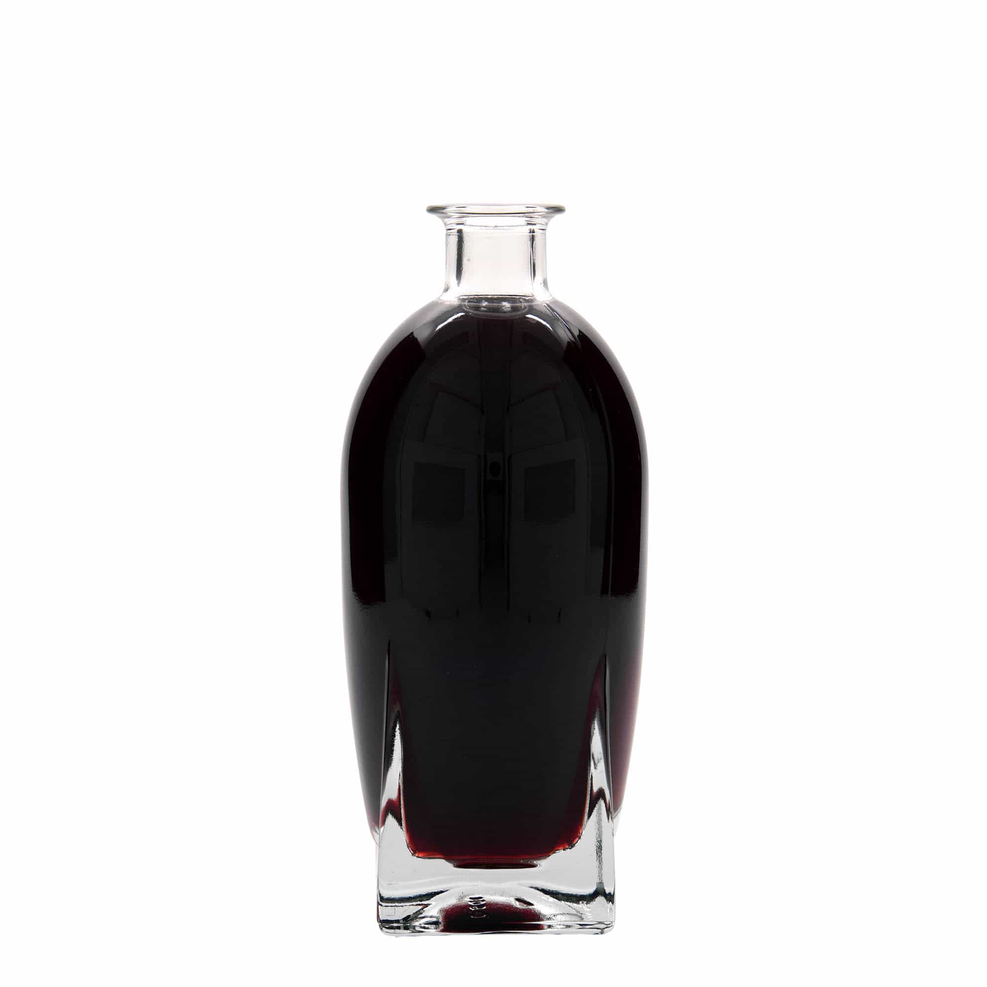Botella de vidrio 'Zino' de 500 ml, cuadrada, boca: corcho