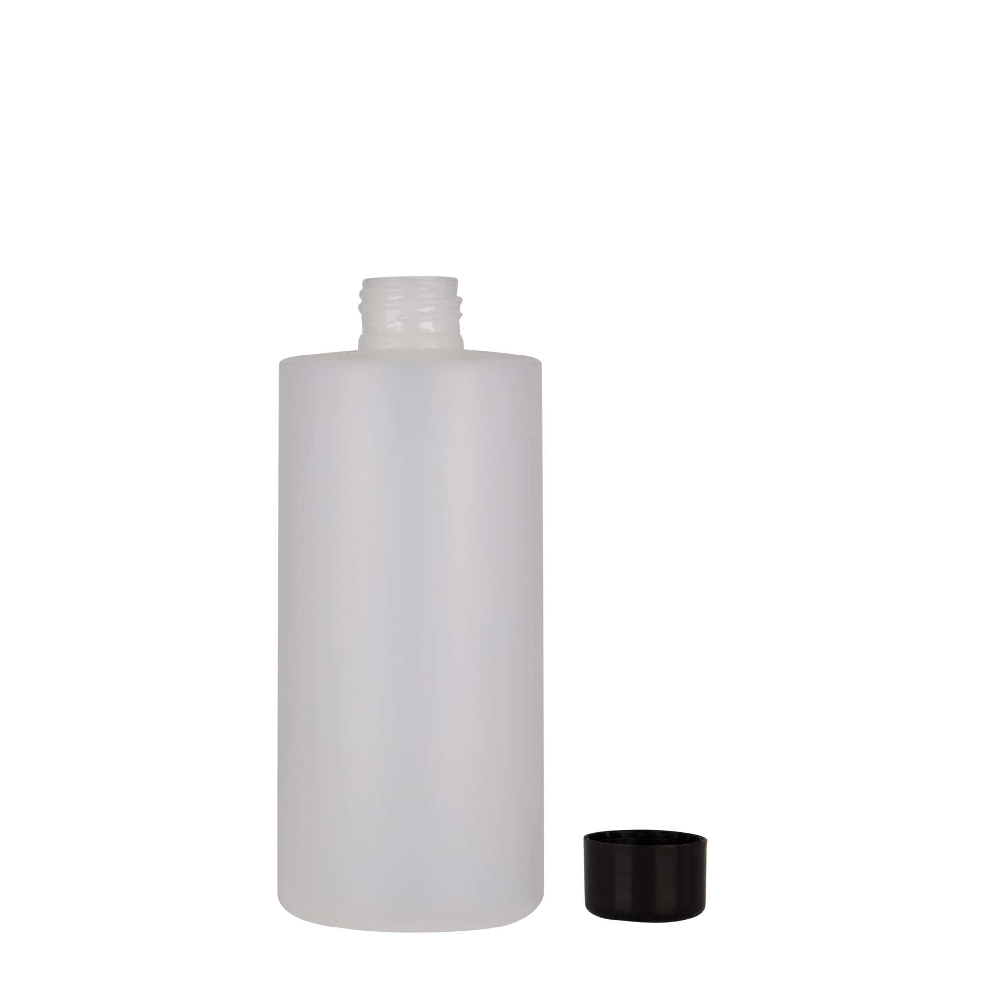 Botella de plástico de 300 ml 'Pipe', HDPE, blanca, boca: 24/410