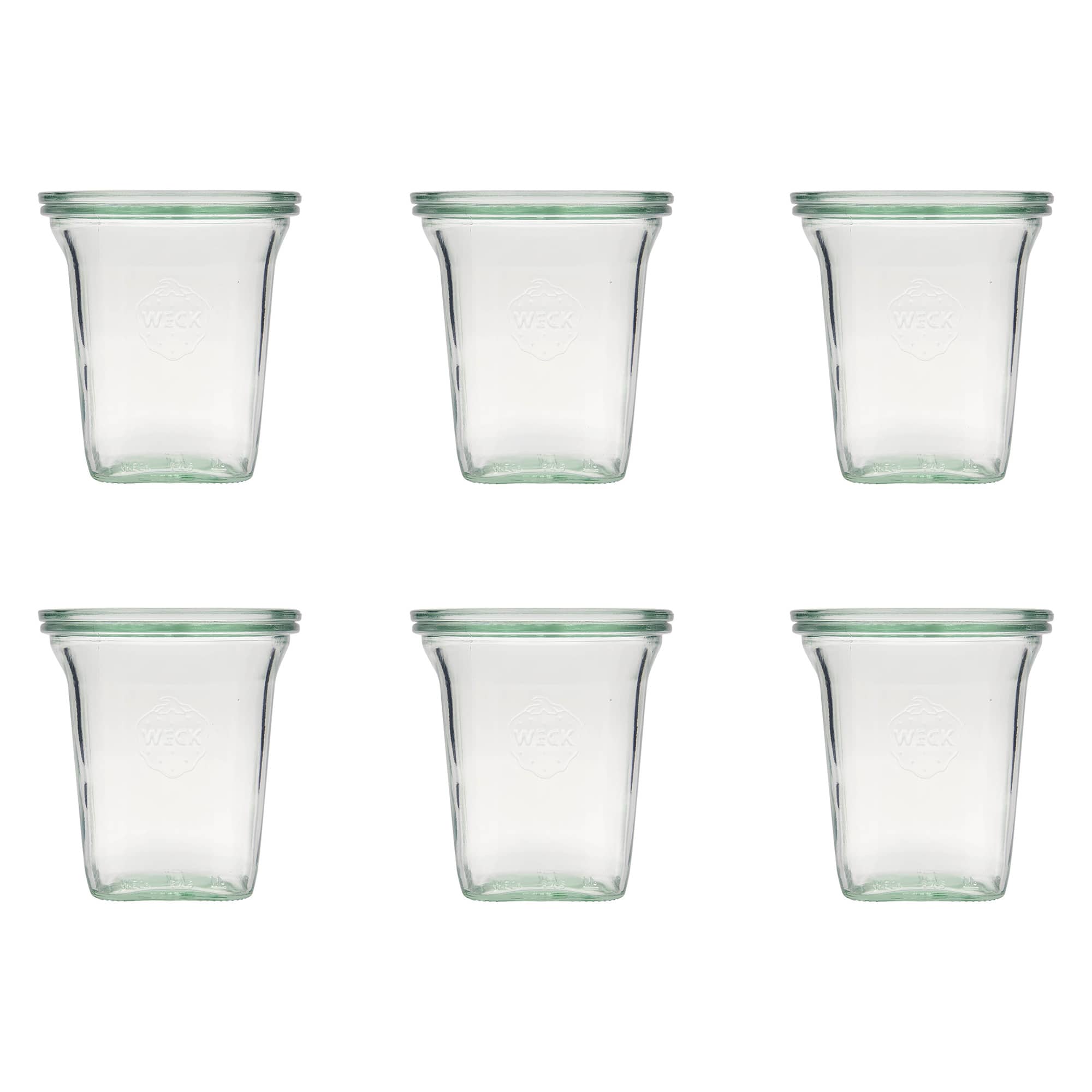 6x 545 ml tarro tipo Quadro WECK con tapa de vidrio RR 100