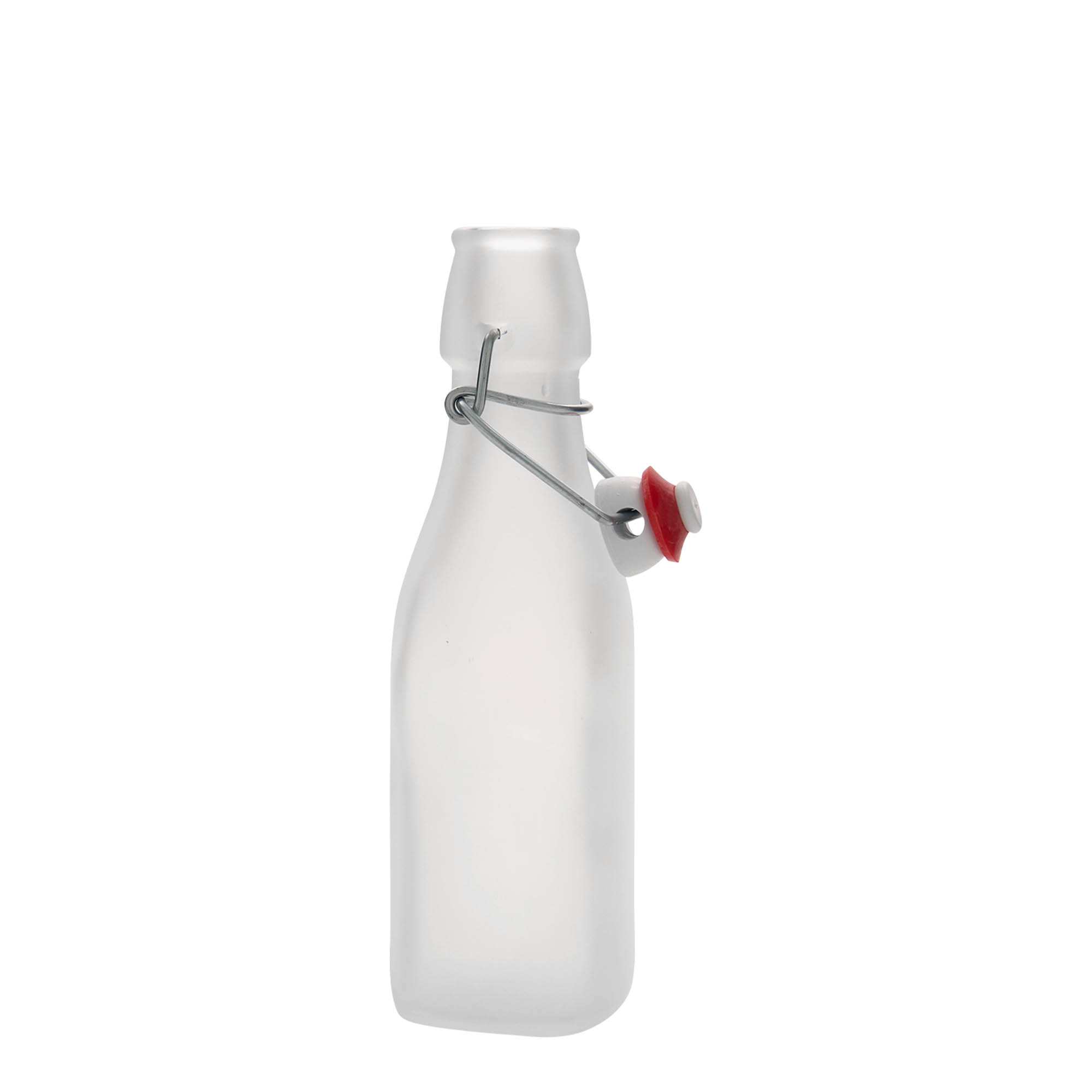 Botella de vidrio de 250 ml 'Swing, cuadrada, blanca, boca: cierre de palanca' Botella de vidrio de 250 ml 'Swing, cuadrada, blanca, boca: cierre de palanca'