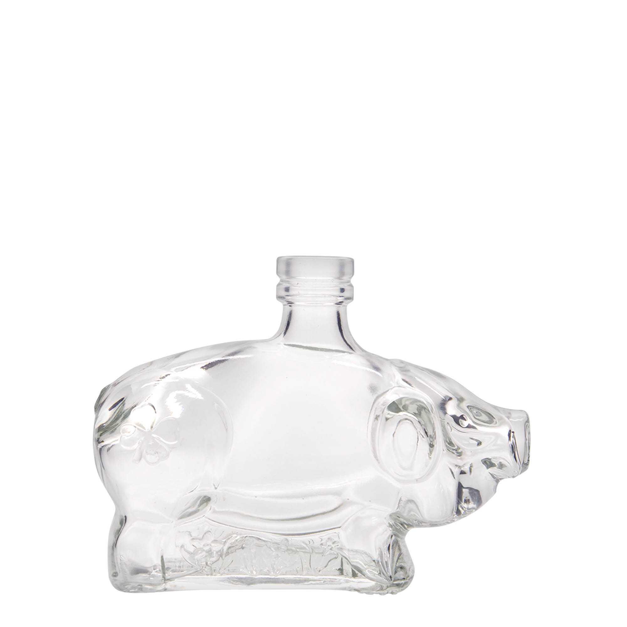 Botella de cristal de 200 ml «Cerdito de la suerte», boca: corcho