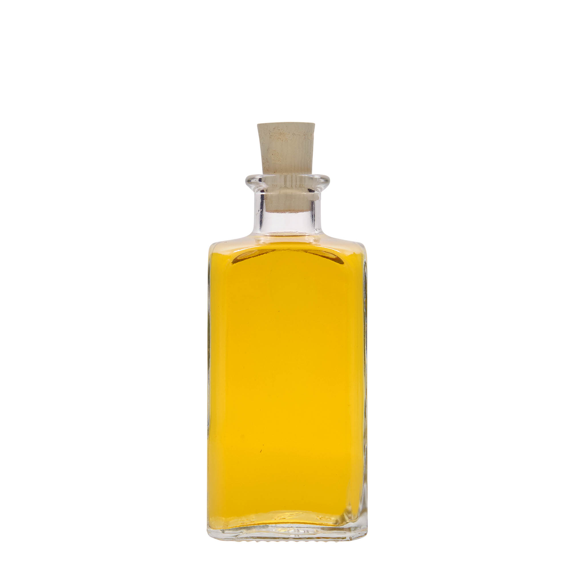 Botella de vidrio de 250 ml Apotheker Carré, cuadrada, boca: corcho