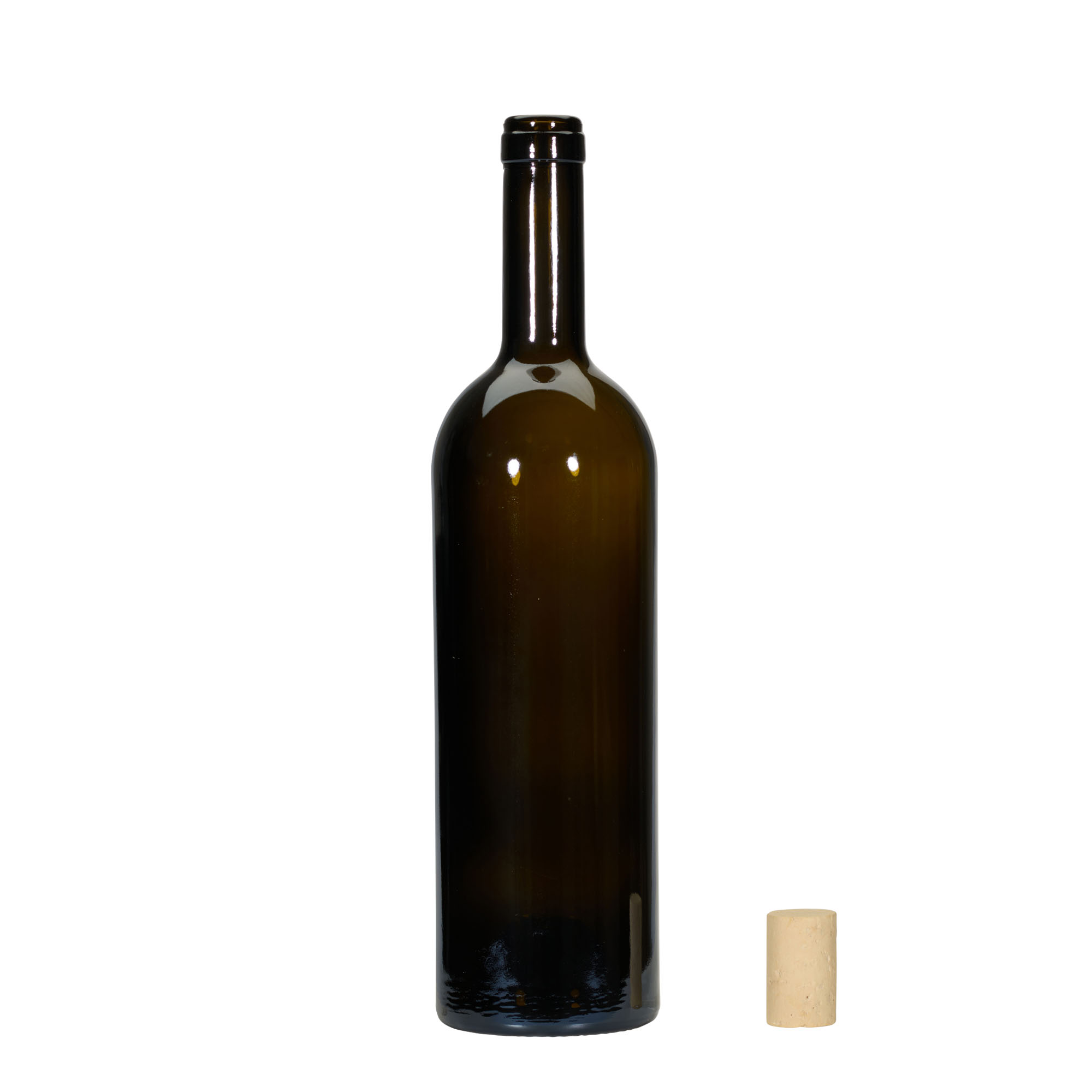 Botella de vino de 750 ml «Golia», verde antiguo, boca: corcho