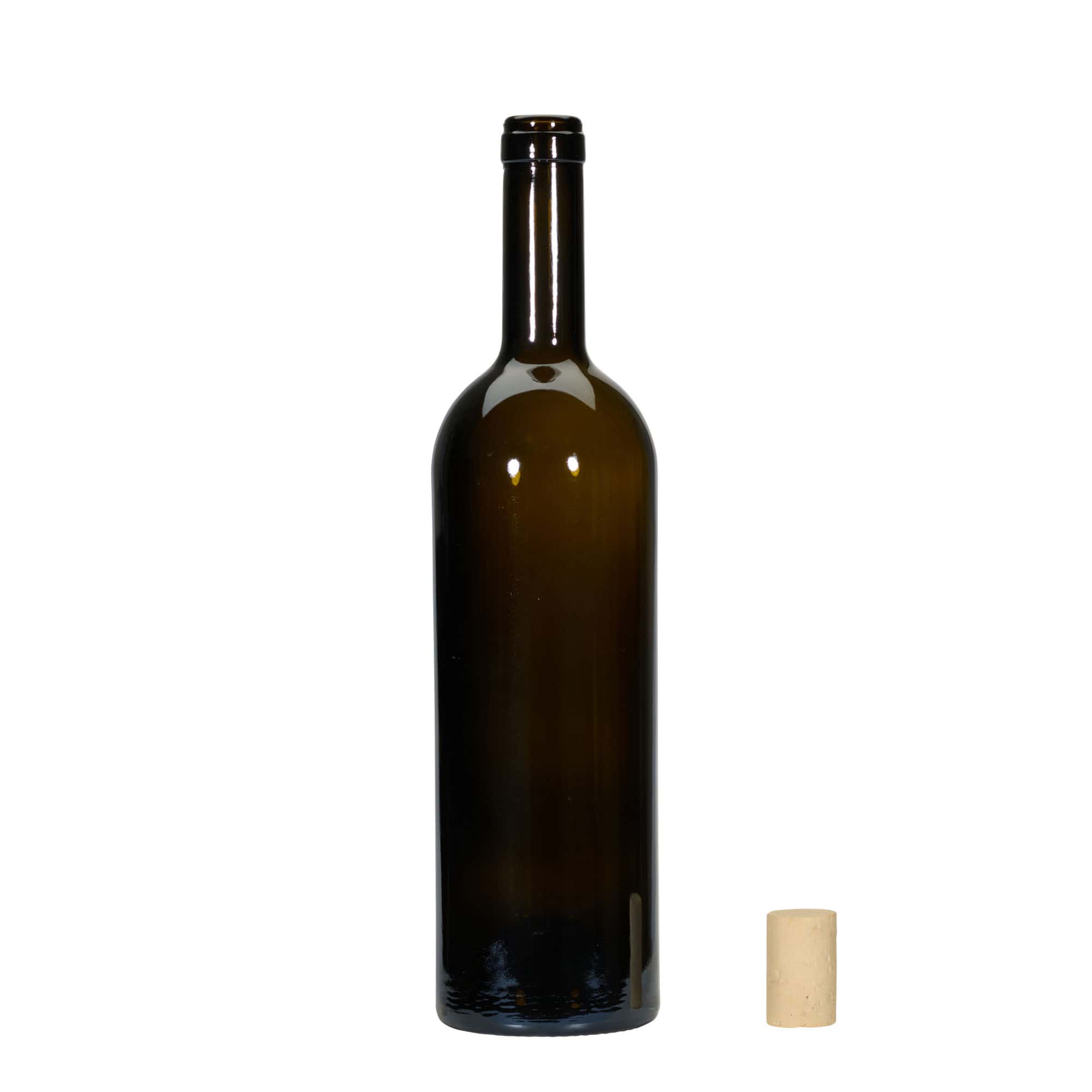 Botella de vino de 750 ml «Golia», verde antiguo, boca: corcho