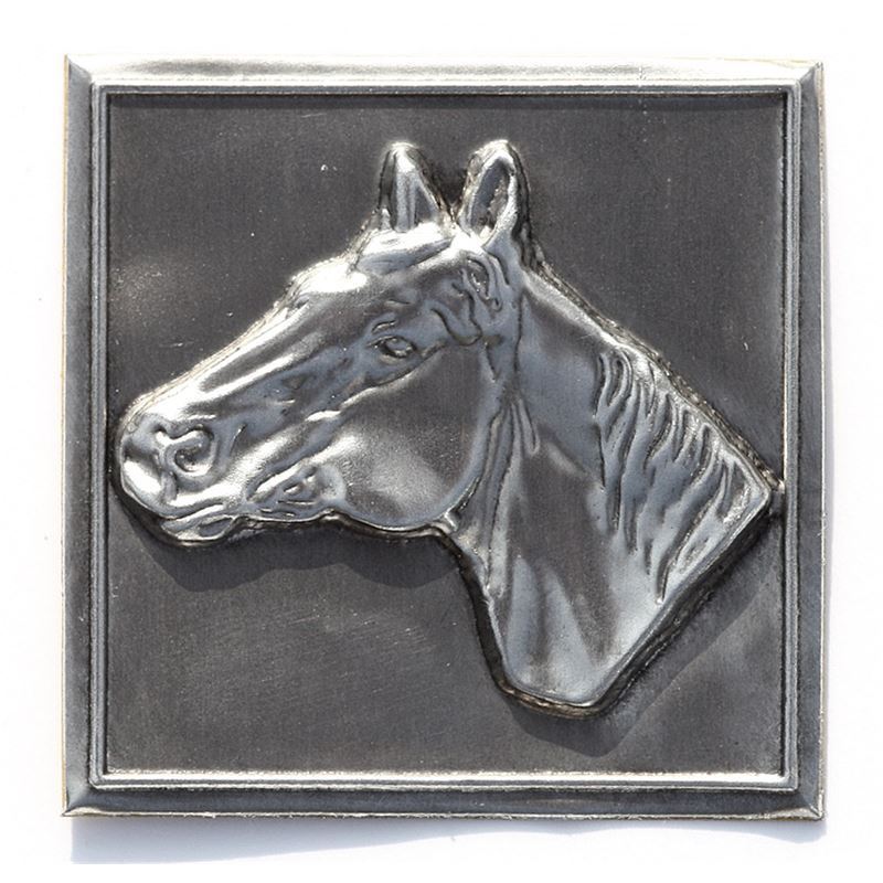 Etiqueta de estaño 'Caballo', cuadrada, metal, plateado