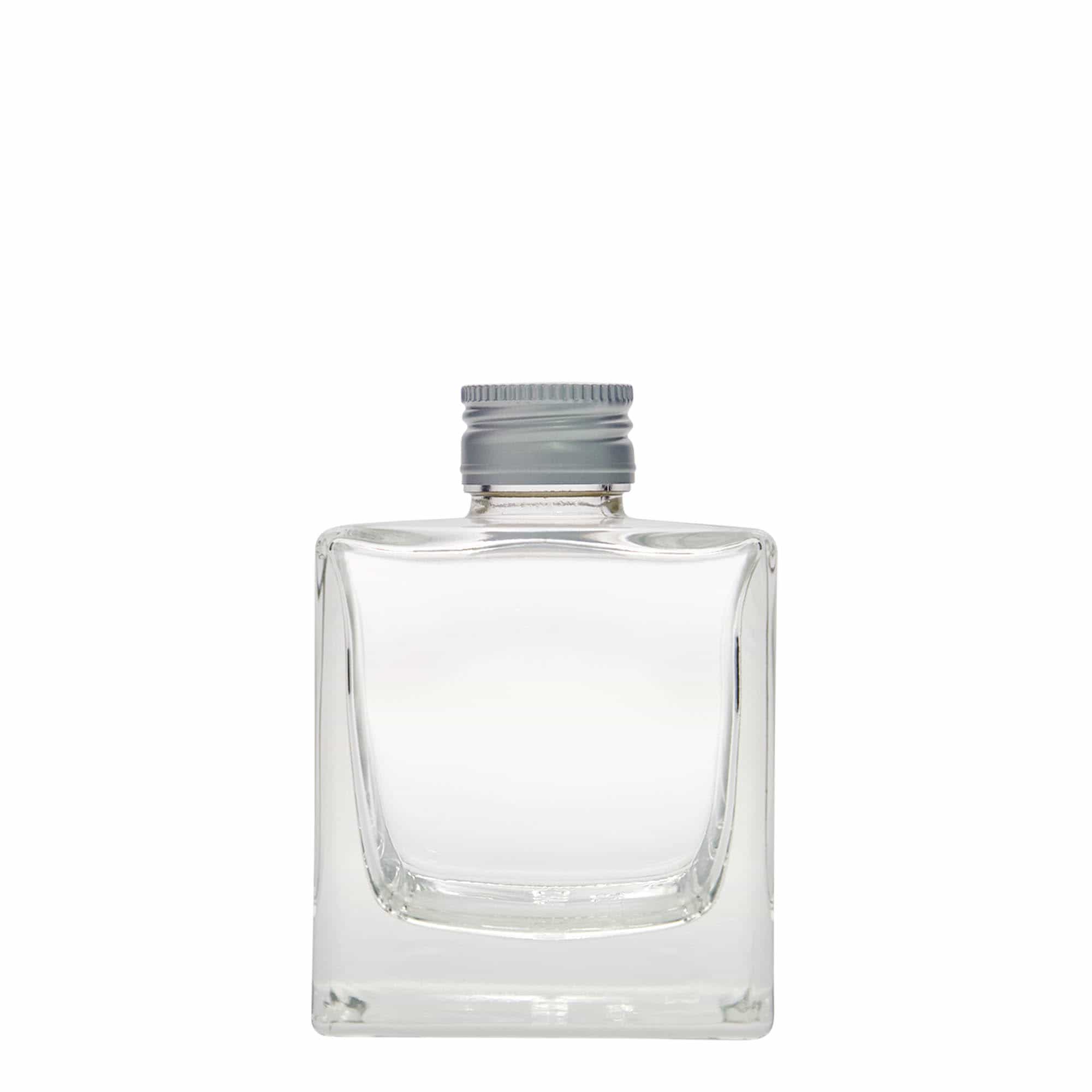 Botella de vidrio 'Cube' de 200 ml, cuadrada, boca: PP 28