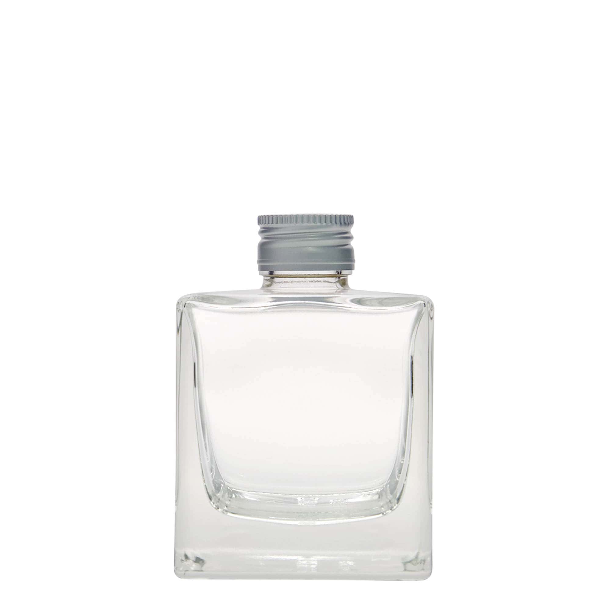 Botella de vidrio de 200 ml «Cube», cuadrada, boca: PP 28