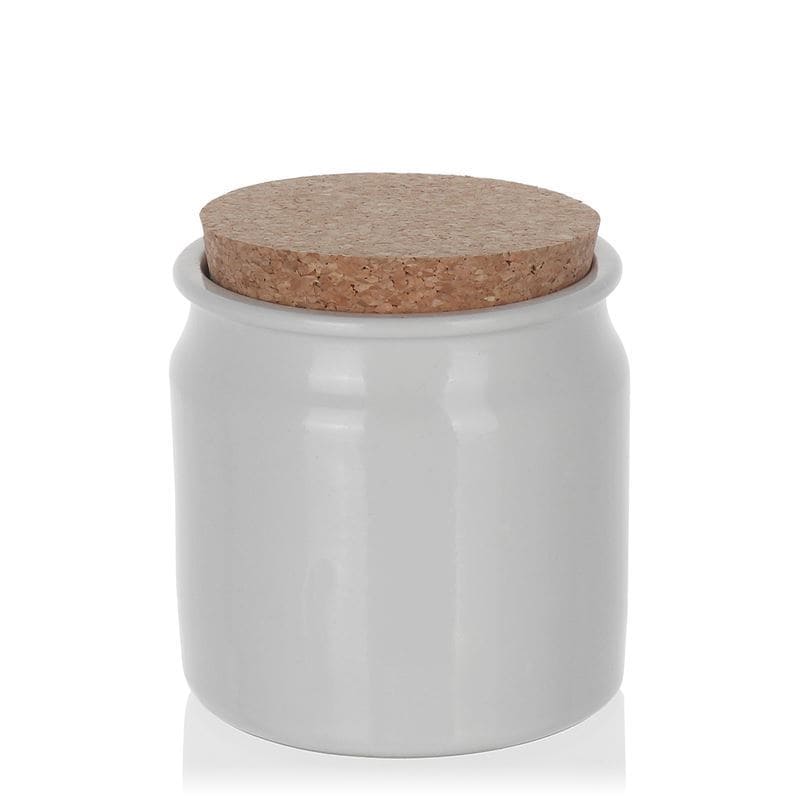 Olla de gres de 160 ml, cerámica, blanco, boca: corcho