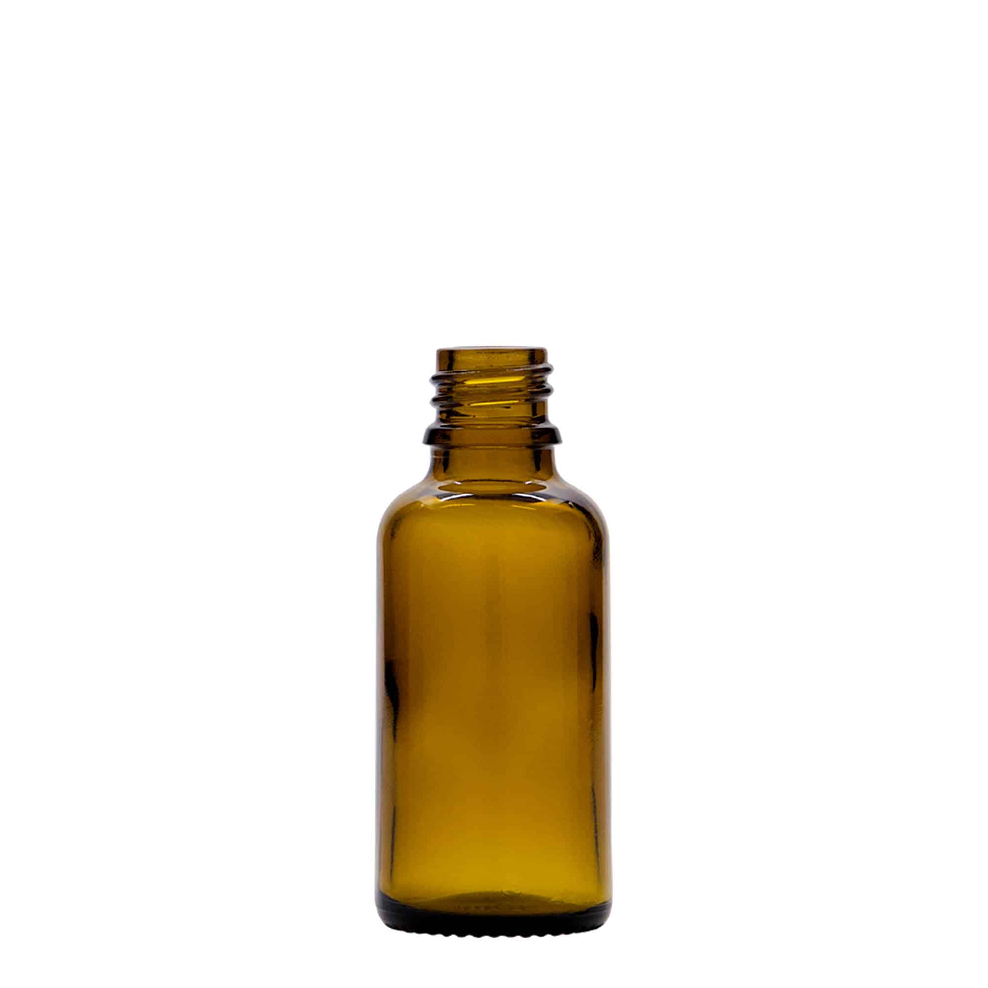 Frasco cuentagotas de medicamentos de 30 ml, vidrio, marrón, boca: DIN 18 Frasco cuentagotas de medicamentos de 30 ml, vidrio, marrón, boca: DIN 18
