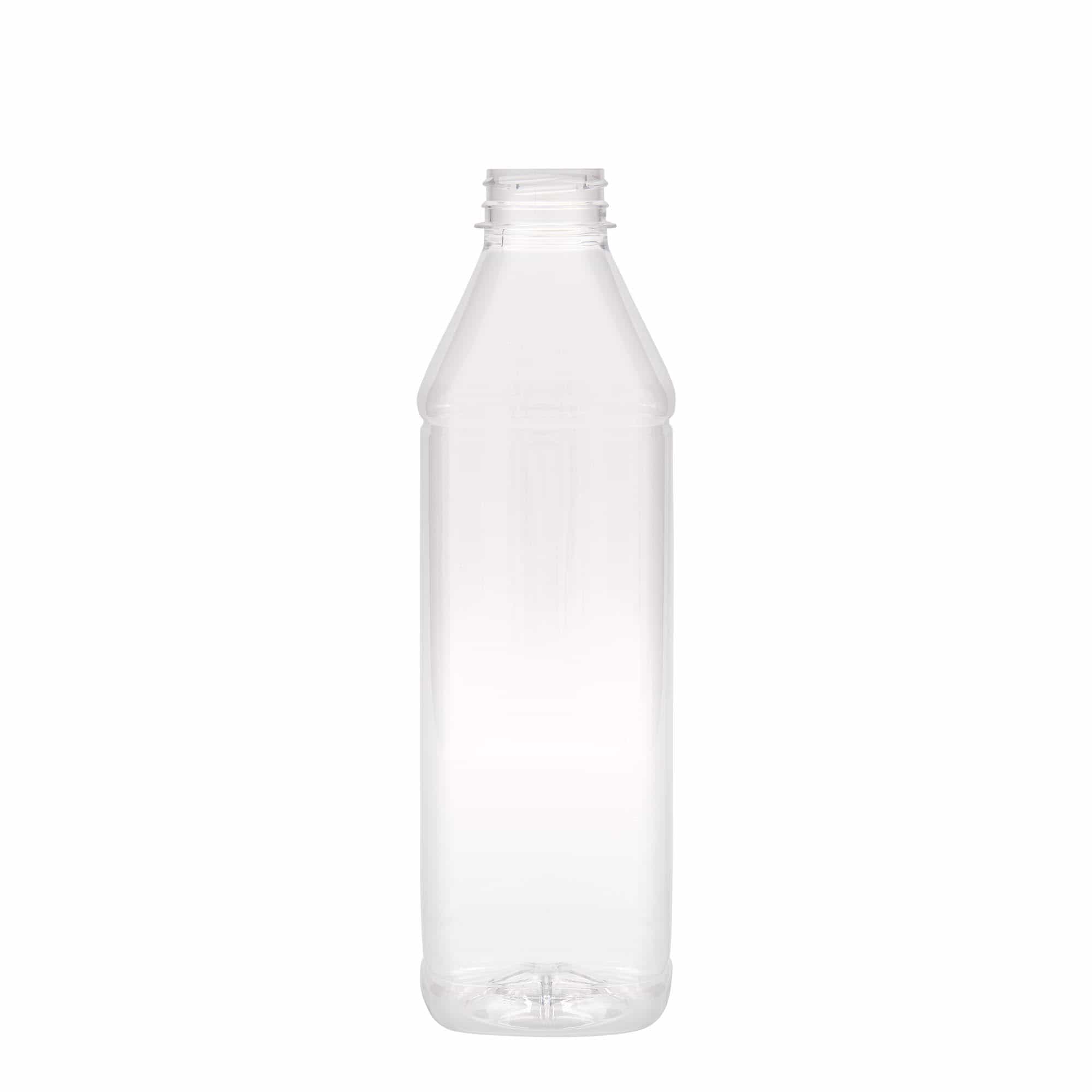 Botella de PET 'Milk and Juice Carré' de 1000 ml, cuadrada, plástico, boca: 38 mm
