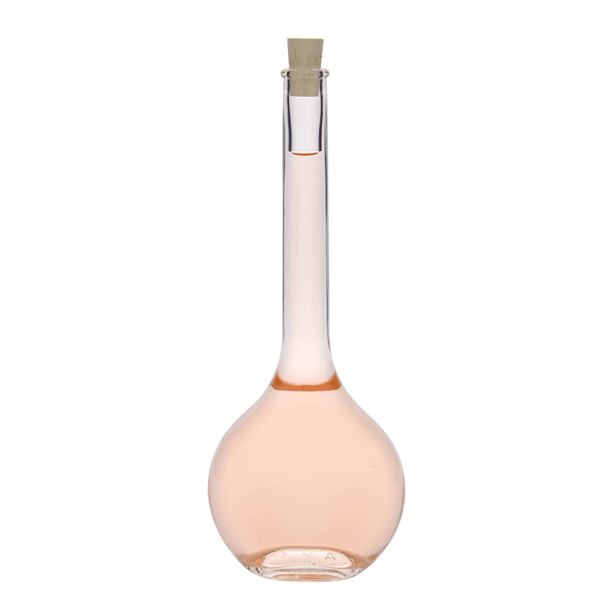 Botella de vidrio de 500 ml 'Contessa', ovalada, boca: corcho