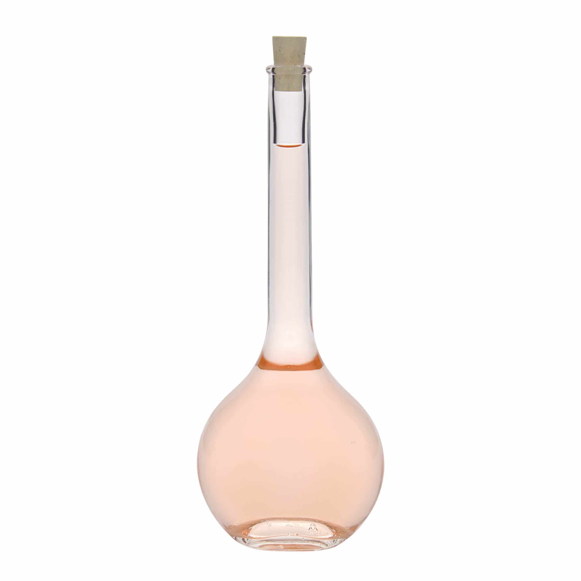 Botella de vidrio de 500 ml 'Contessa', ovalada, boca: corcho