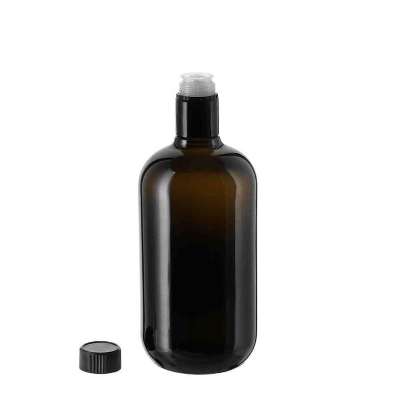 Aceitera/vinagrera 'Biolio' de 750 ml, vidrio, verde antiguo, boca: DOP