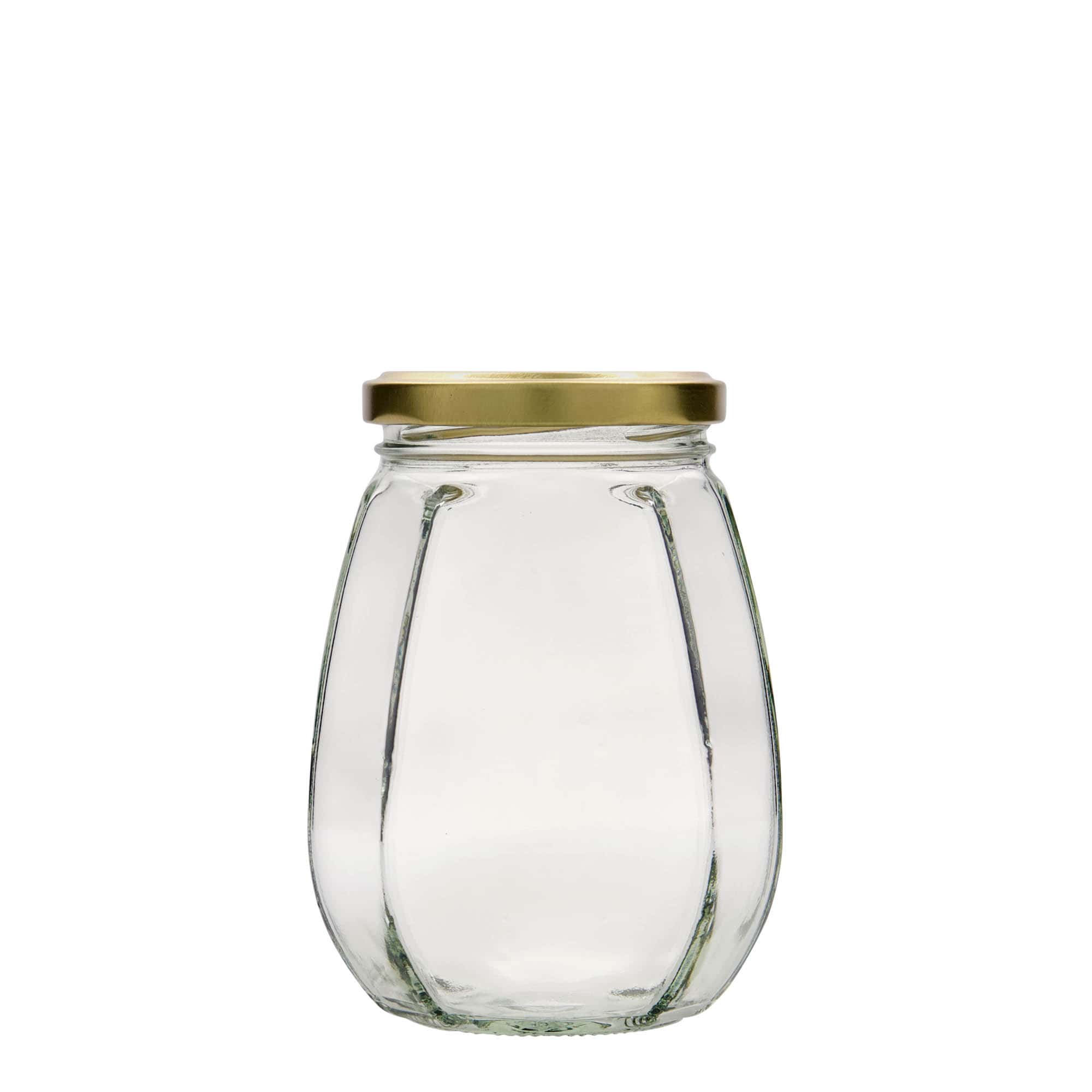 385 ml tarro de cristal para joyas, hexagonal, boca: Twist-Off (TO 63)