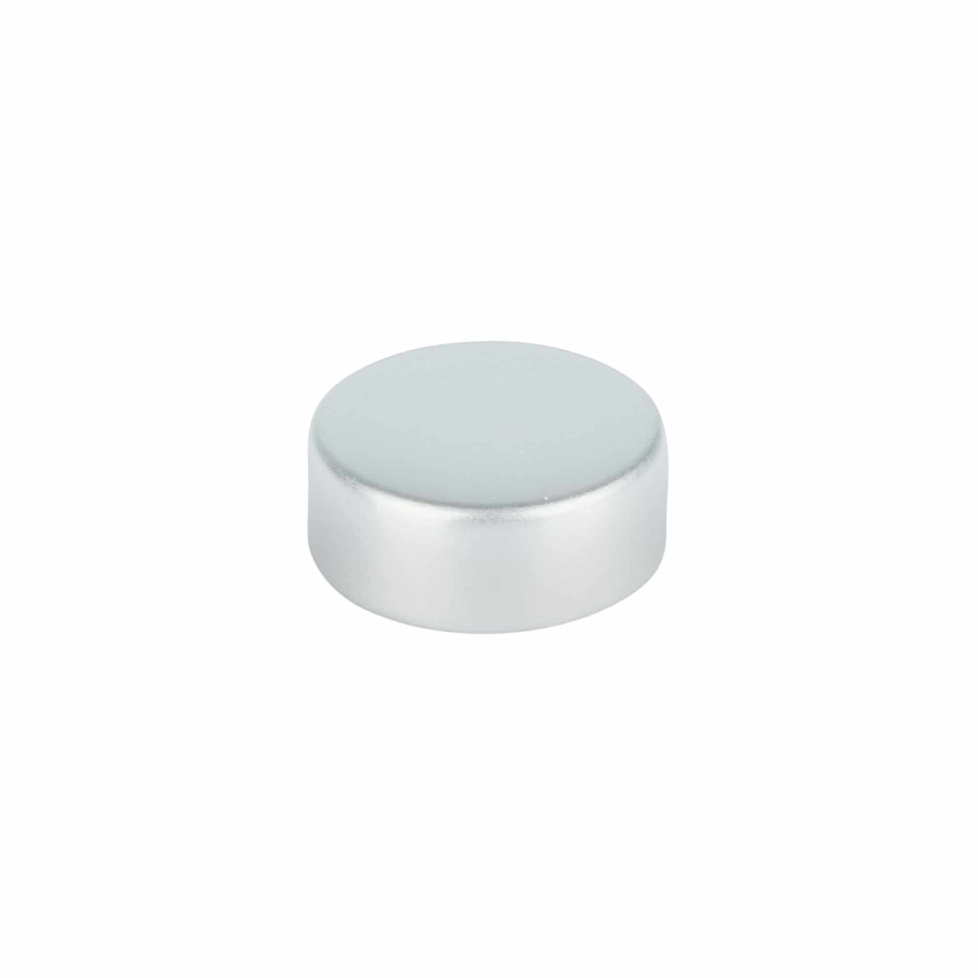 Tapa roscada, metal, plateada, para boca: GPI 28/400