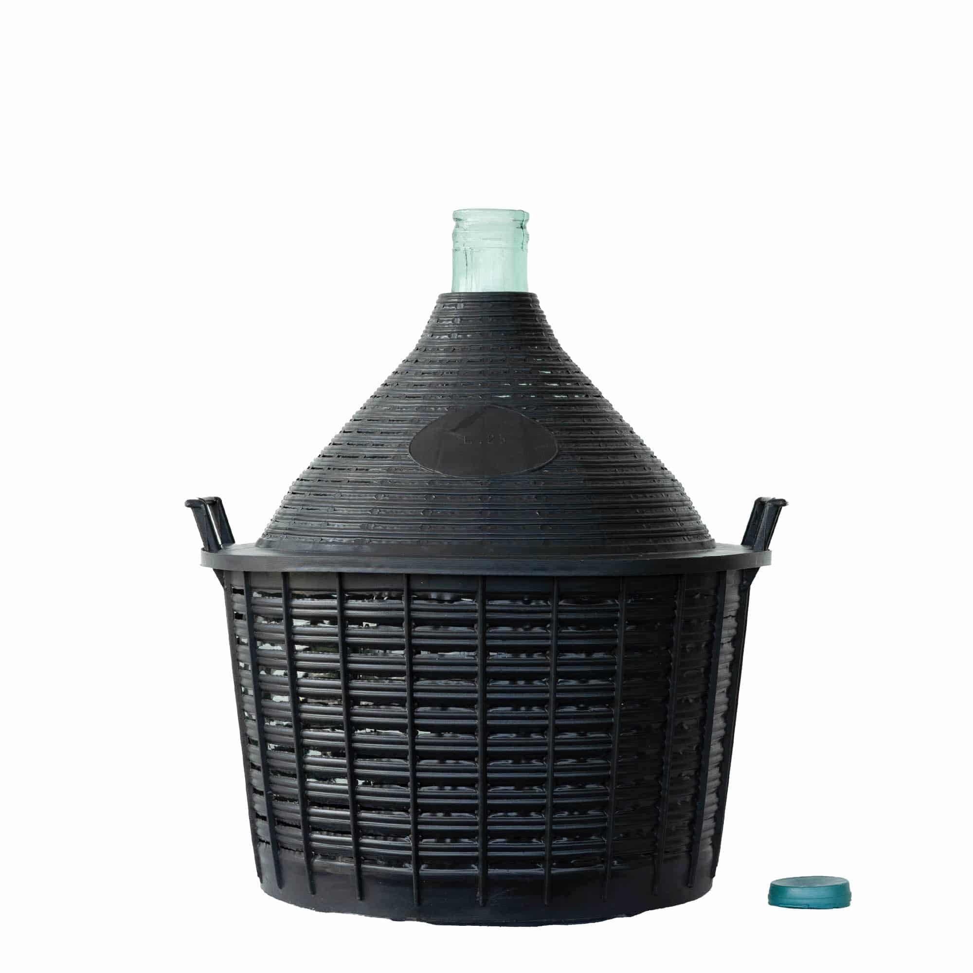 Damajuana de cuello estrecho de 25 l, vidrio, boca: capuchón