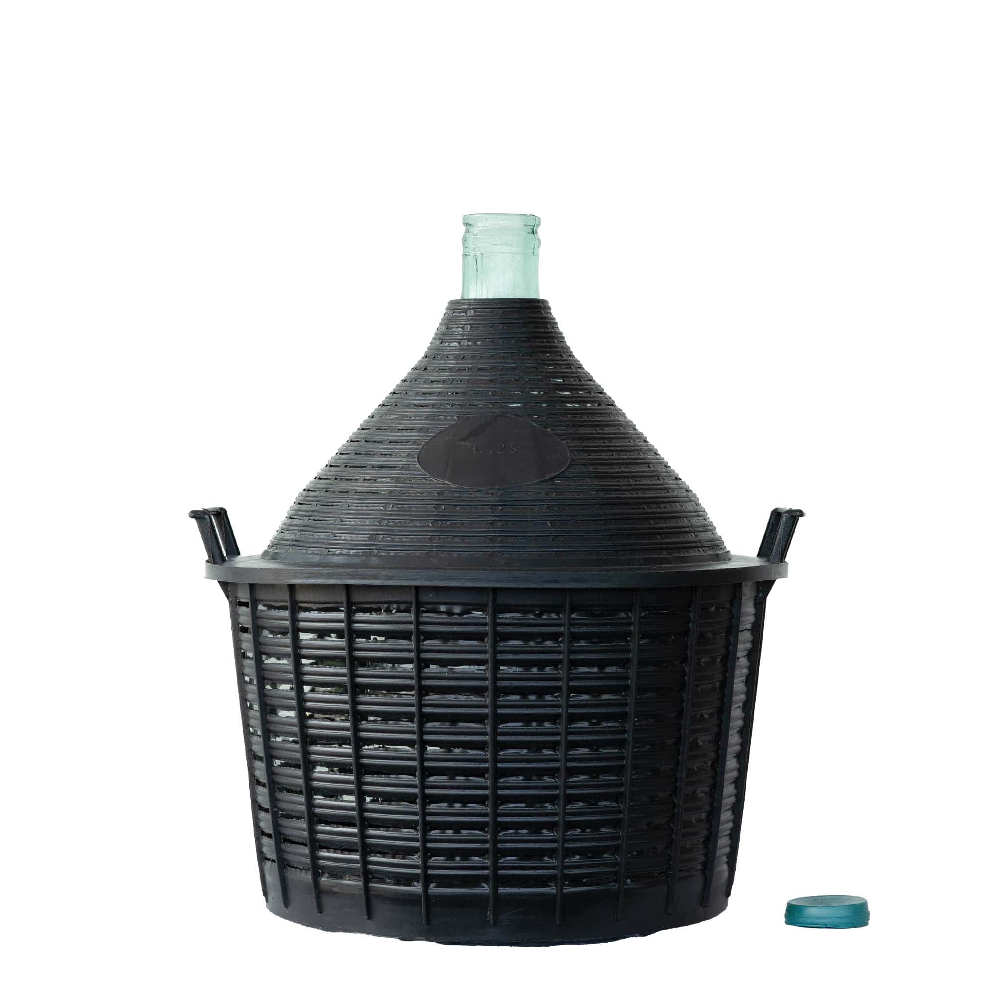 Botella de balón de 25 l, cuello estrecho, vidrio, boca: tapa de solapa
