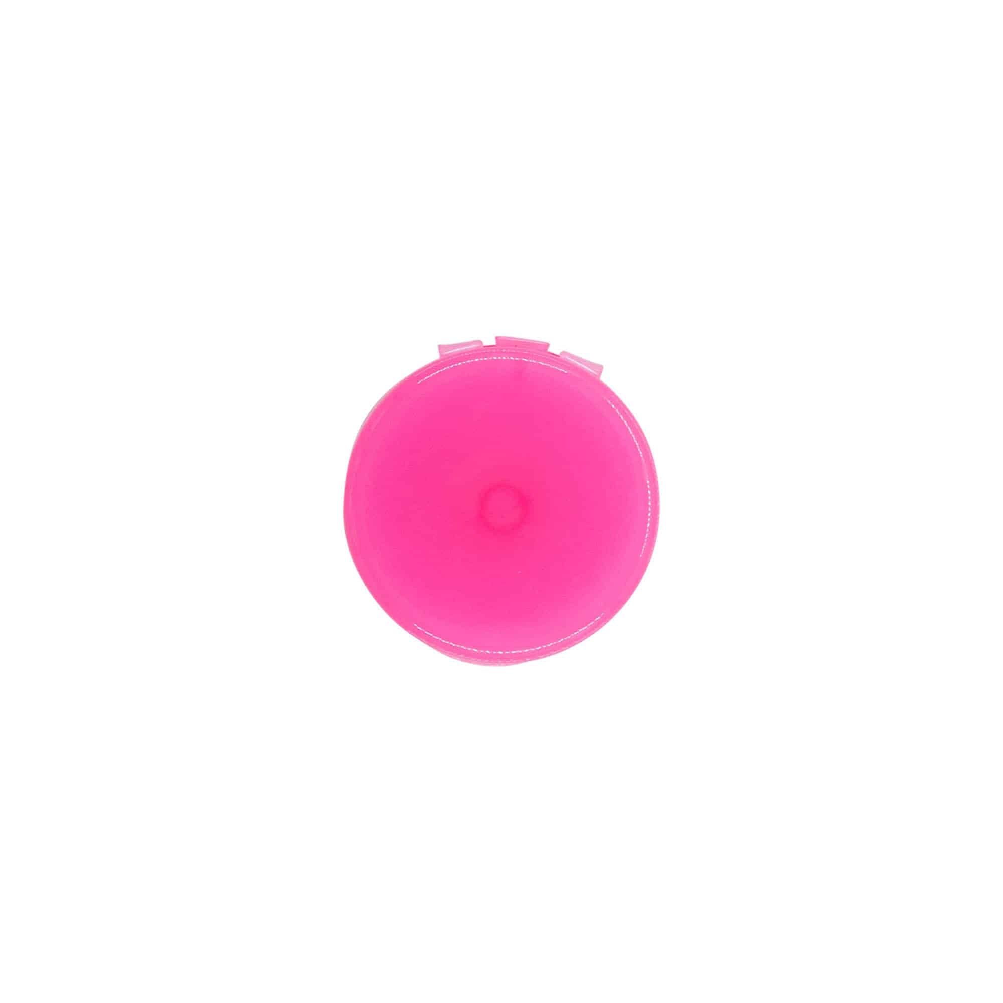 Tapón de rosca con bisagra, plástico de PP, rosa fucsia, para boca: 24/410