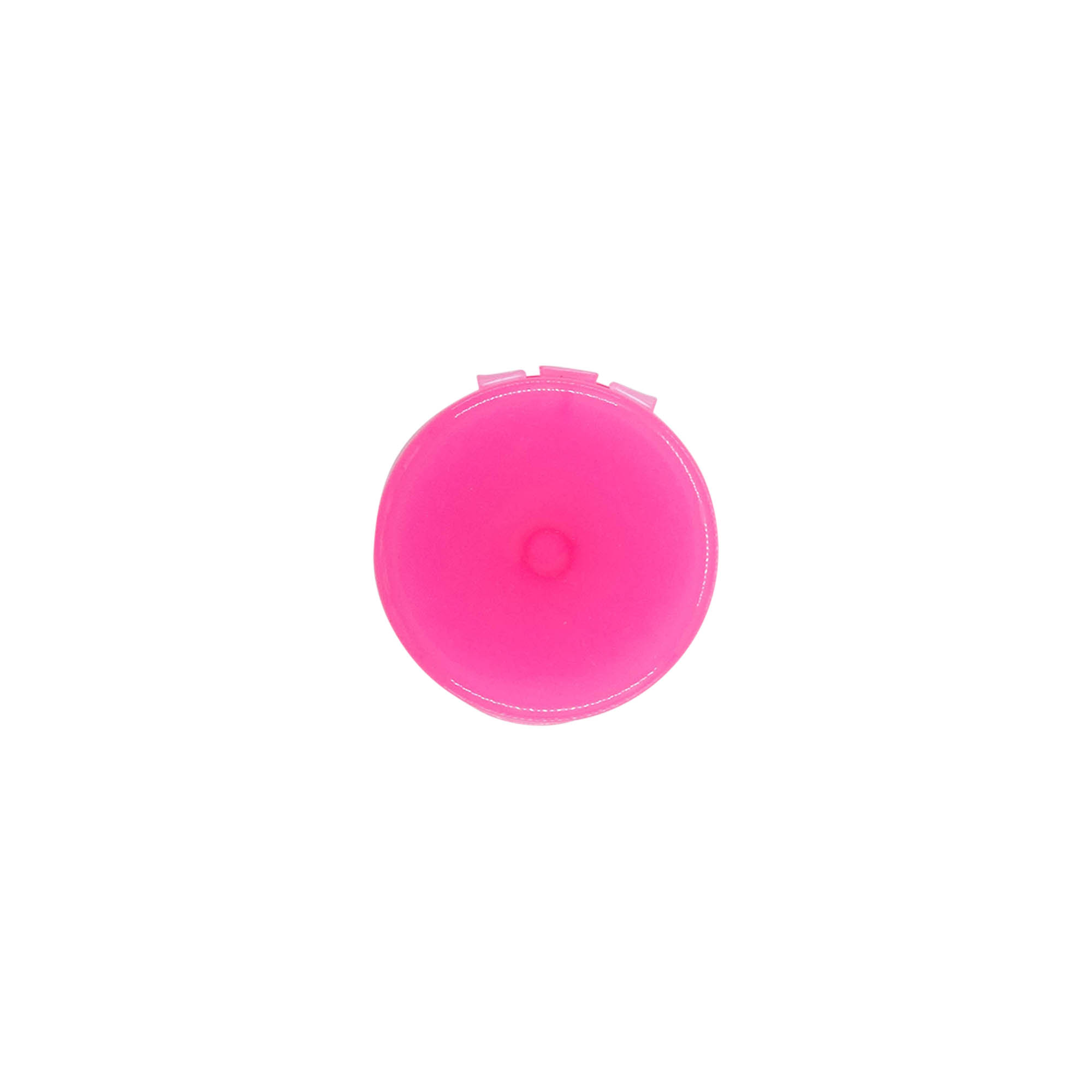 Tapa roscada con bisagra abatible, plástico PP, rosa, para boca: 24/410 Tapa roscada con bisagra abatible, plástico PP, rosa, para boca: 24/410