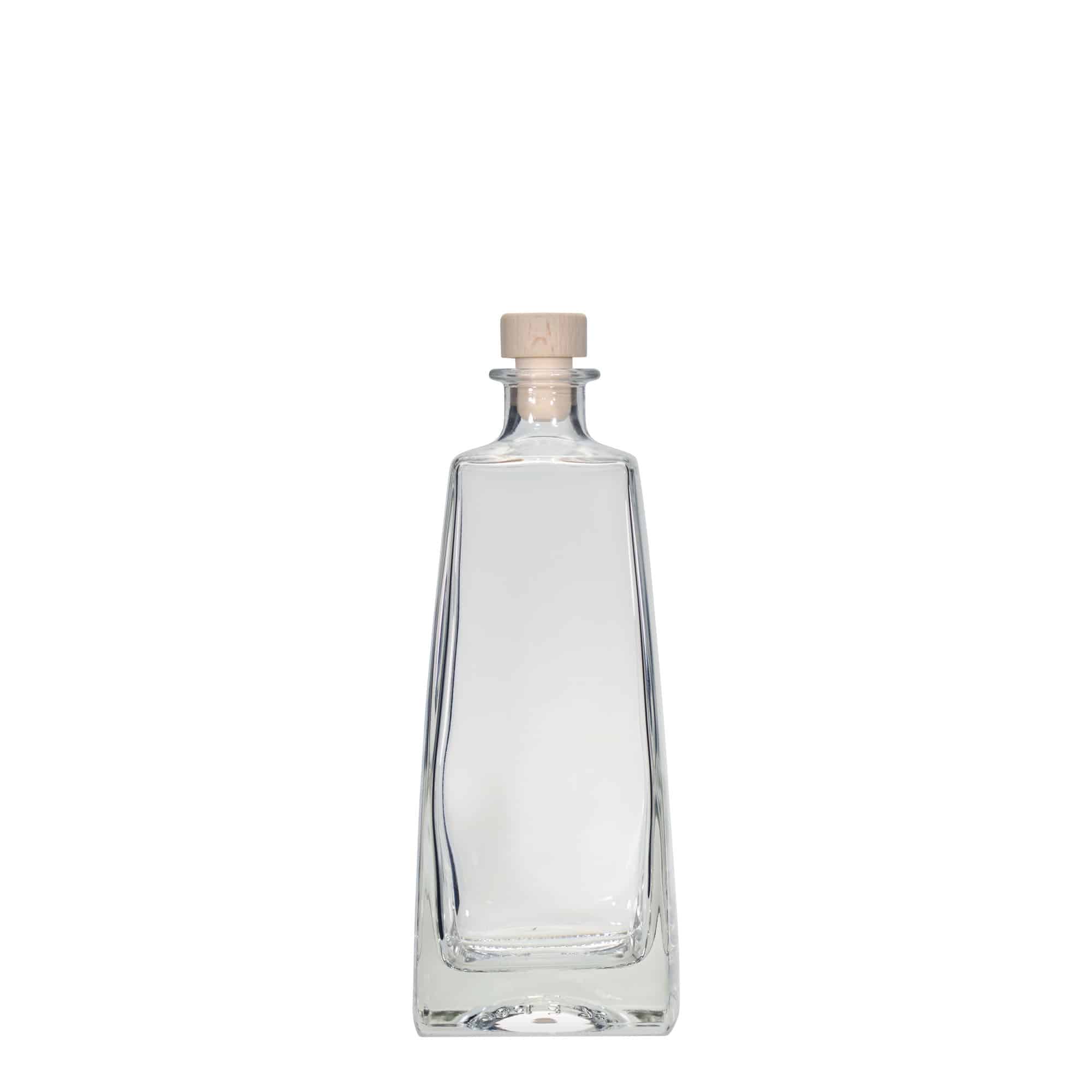 Botella de vidrio 'Timmy' de 700 ml, rectangular, boca: corcho