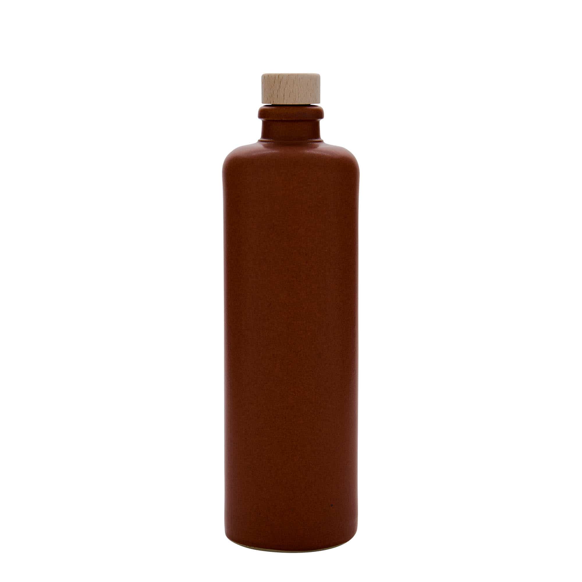 Jarra de barro de 500 ml, gres, rojo-marrón, boca: corcho