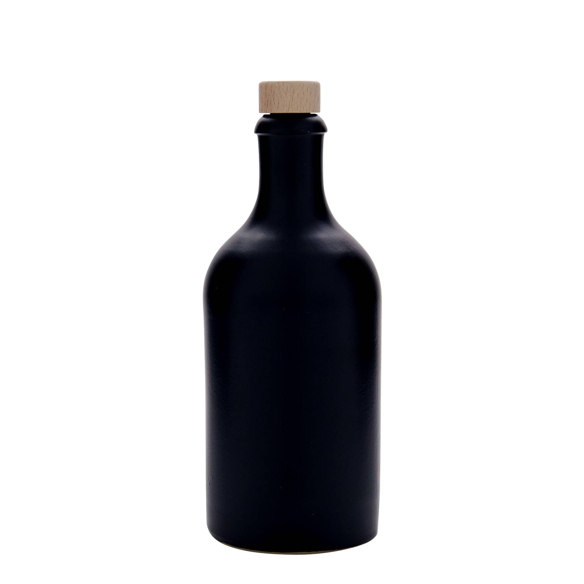 Jarra de barro de 500 ml, gres, negro, boca: corcho