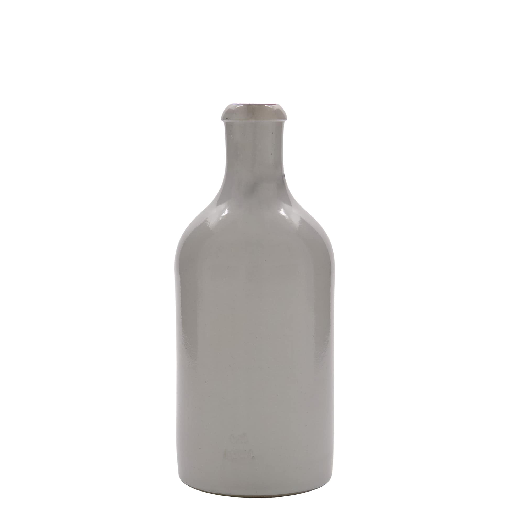 Jarra de barro de 500 ml, gres, blanca, boca: cierre de alambre