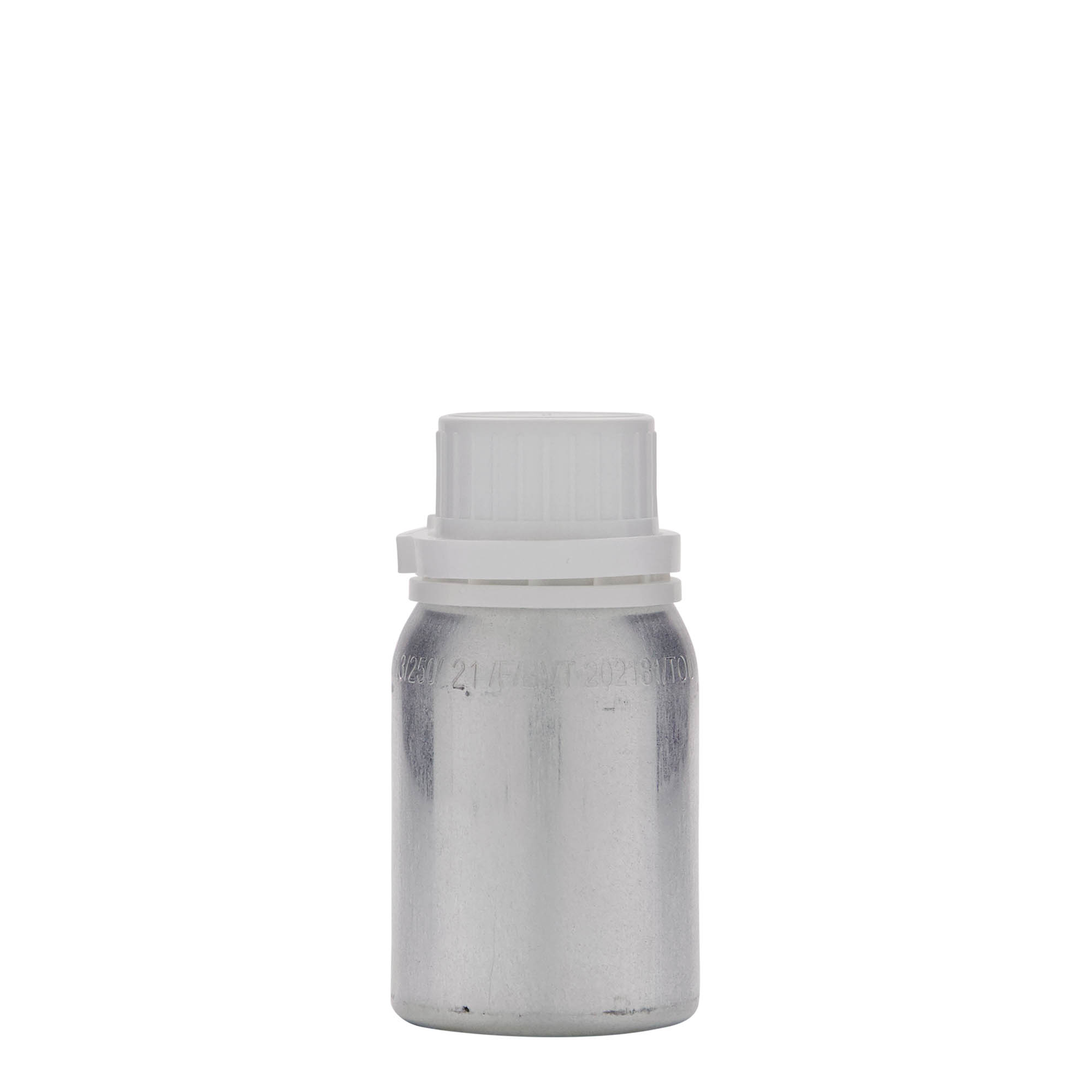125 ml botella de aluminio, metal, plateado, boca: DIN 32