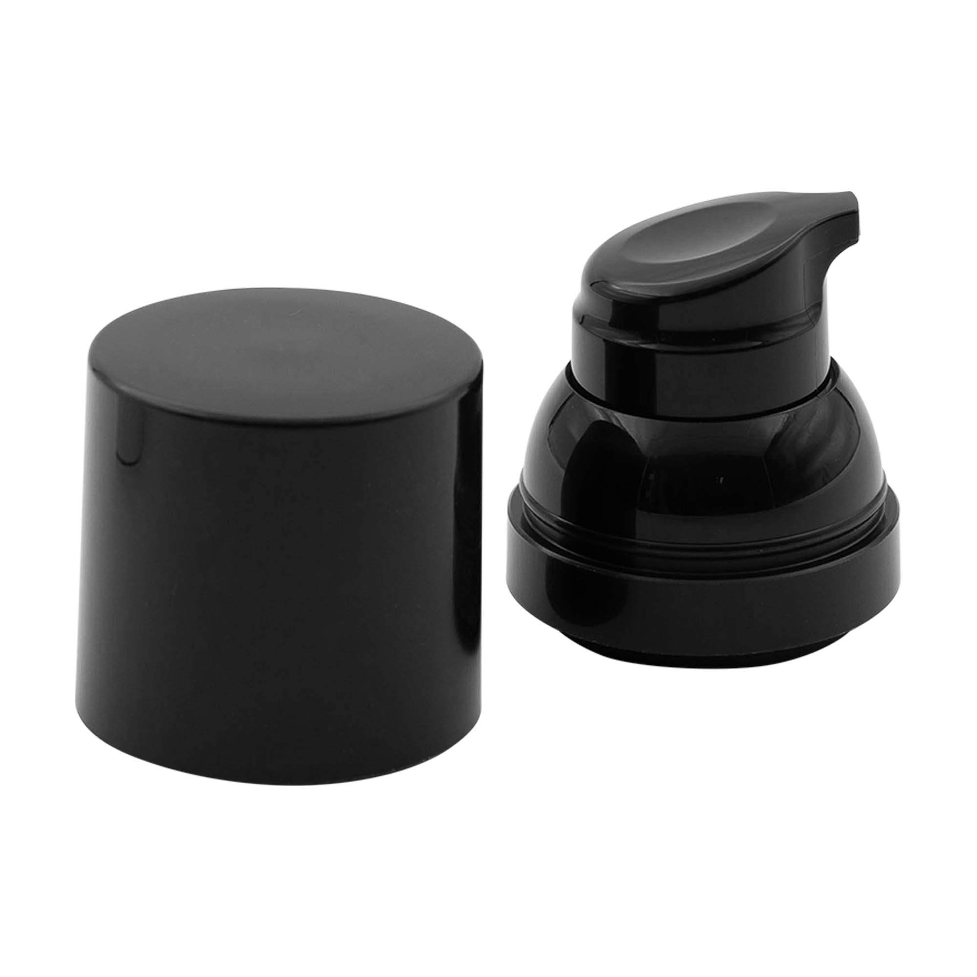 Cabezal de bomba dispensadora airless "Mezzo", tipo D, plástico PP, negro con tapa negra