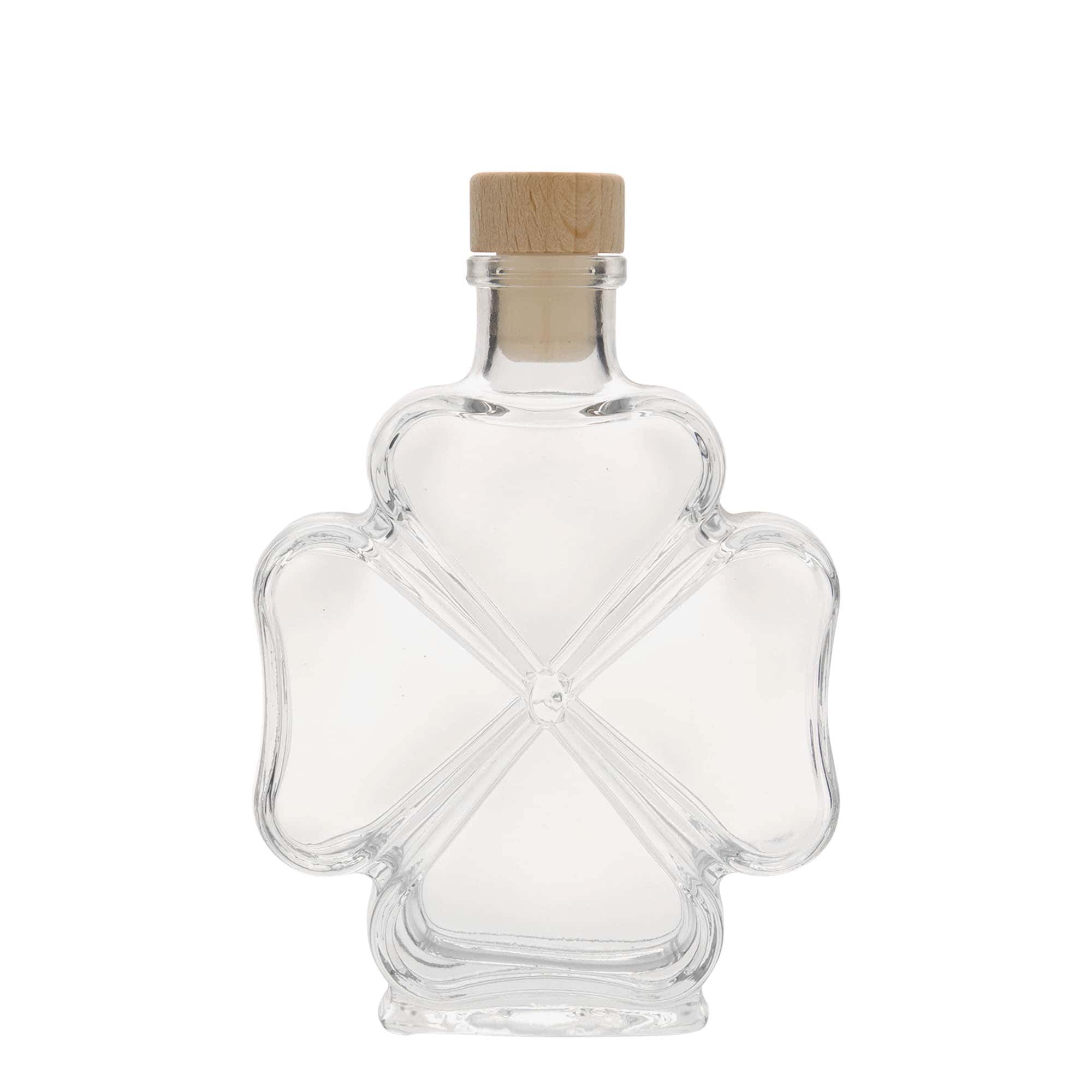 Botella de vidrio 'Kleeblatt' de 200 ml, boca: corcho