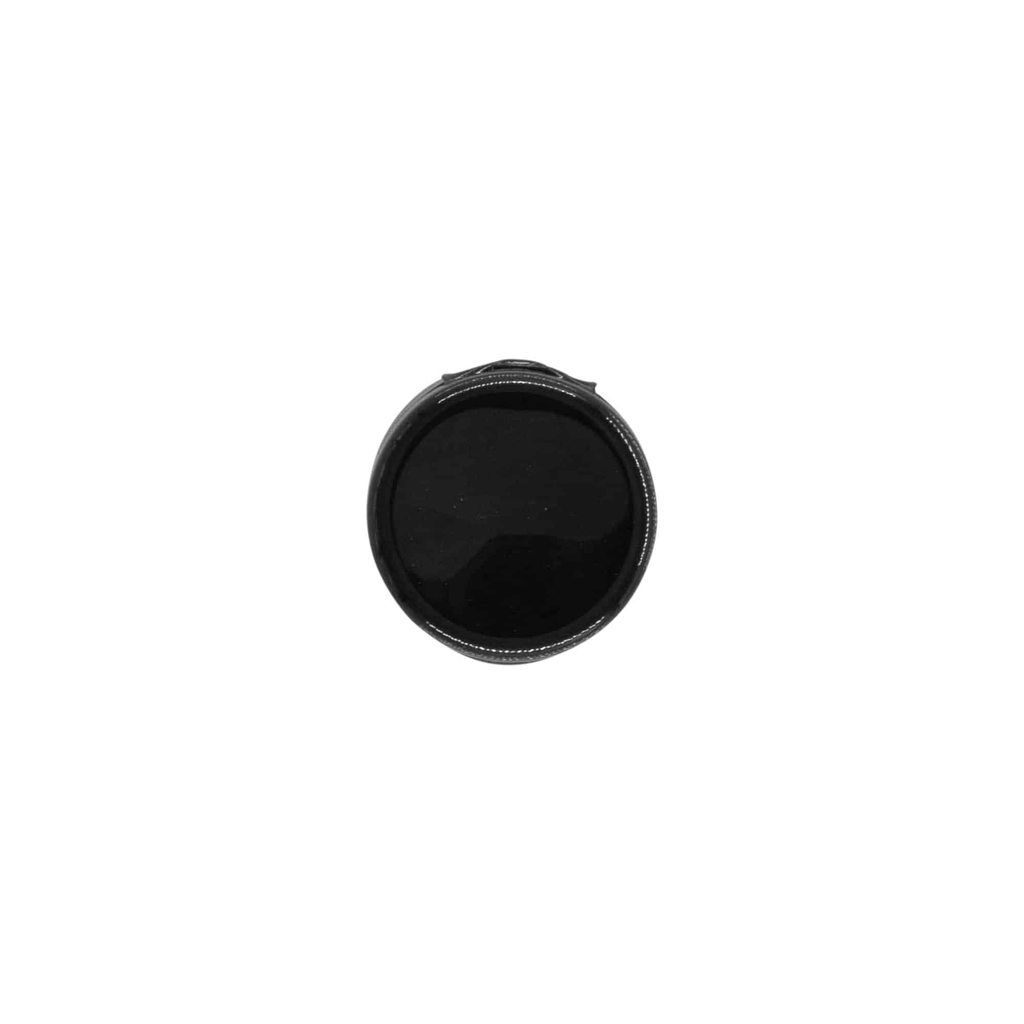 Tapón de rosca con bisagra, plástico de PP, negro, para boca: 20/410