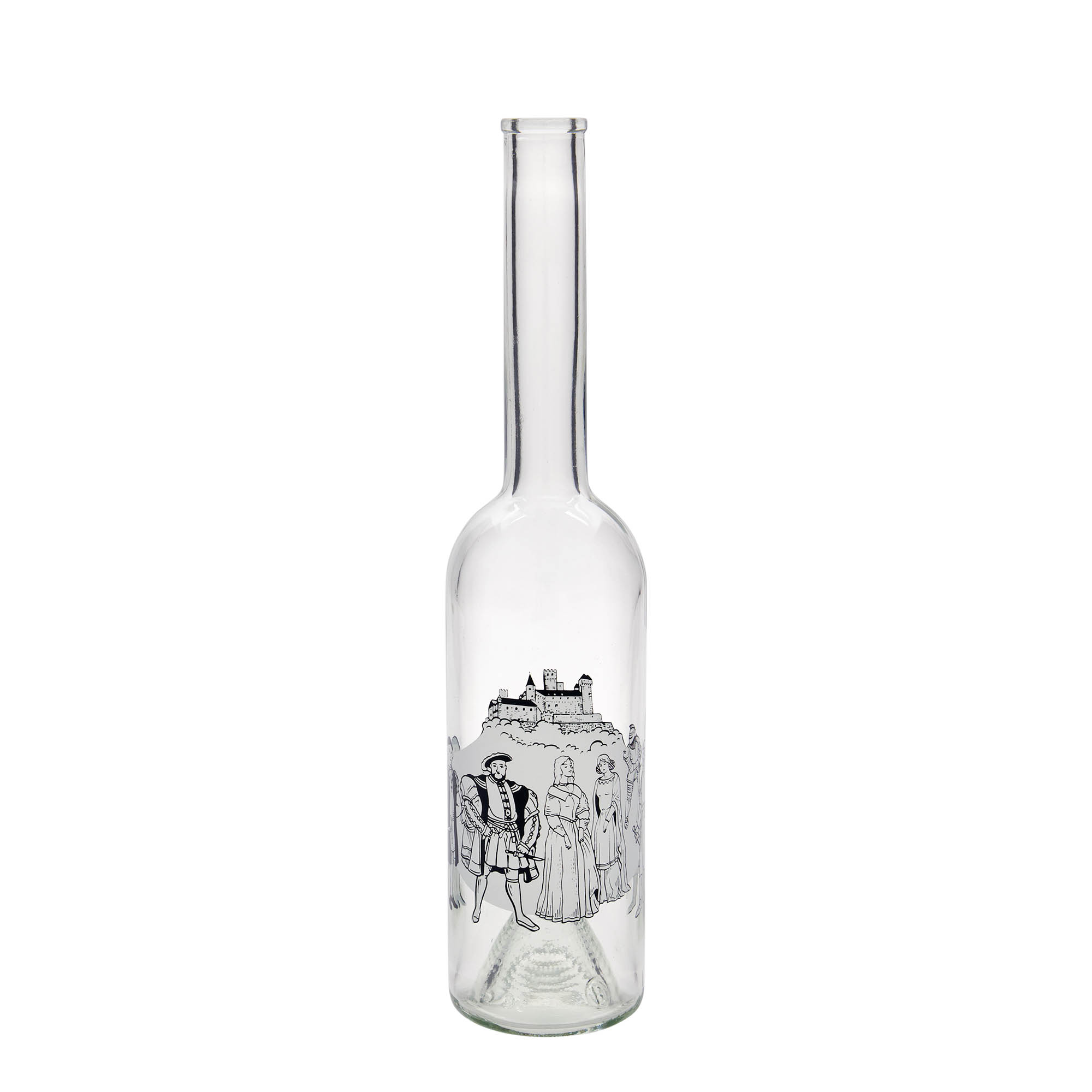 Botella de vidrio 'Opera' de 500 ml, motivo: medievo, boca: corcho Botella de vidrio 'Opera' de 500 ml, motivo: medievo, boca: corcho