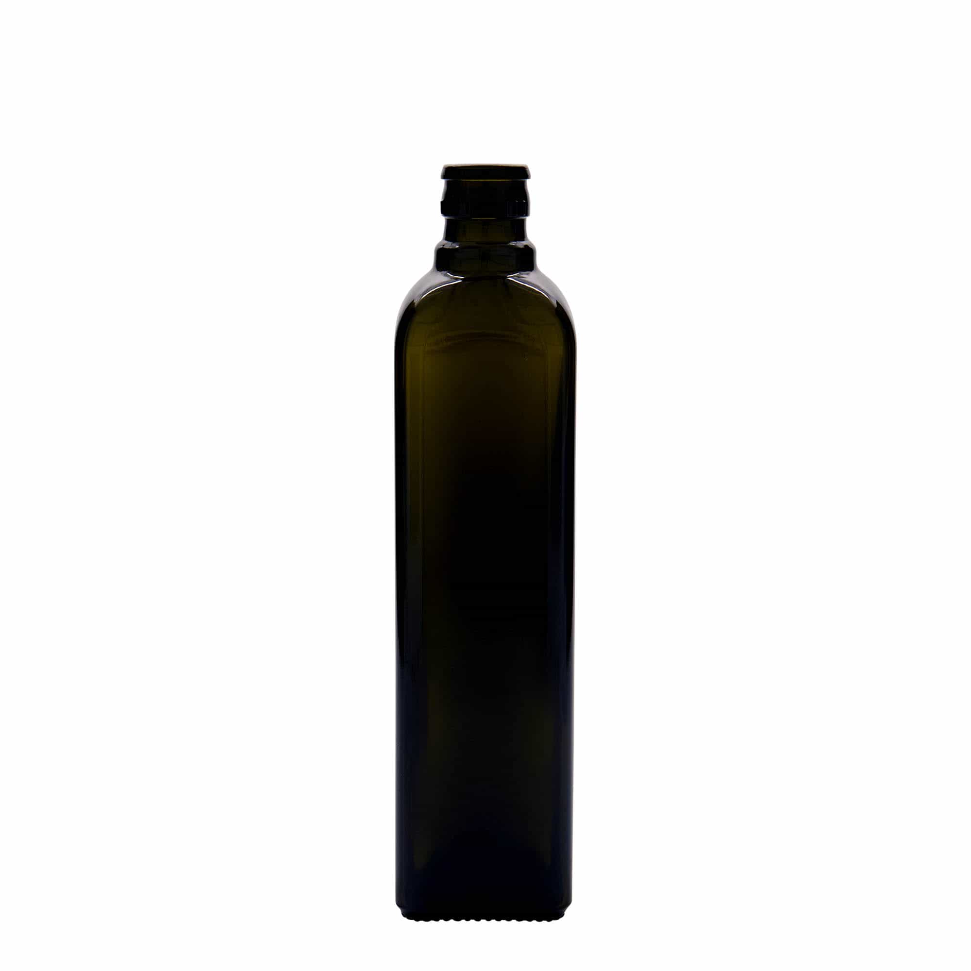 Aceitera/vinagrera 'Quadra' de 500 ml, vidrio, cuadrada, verde antiguo, boca: DOP