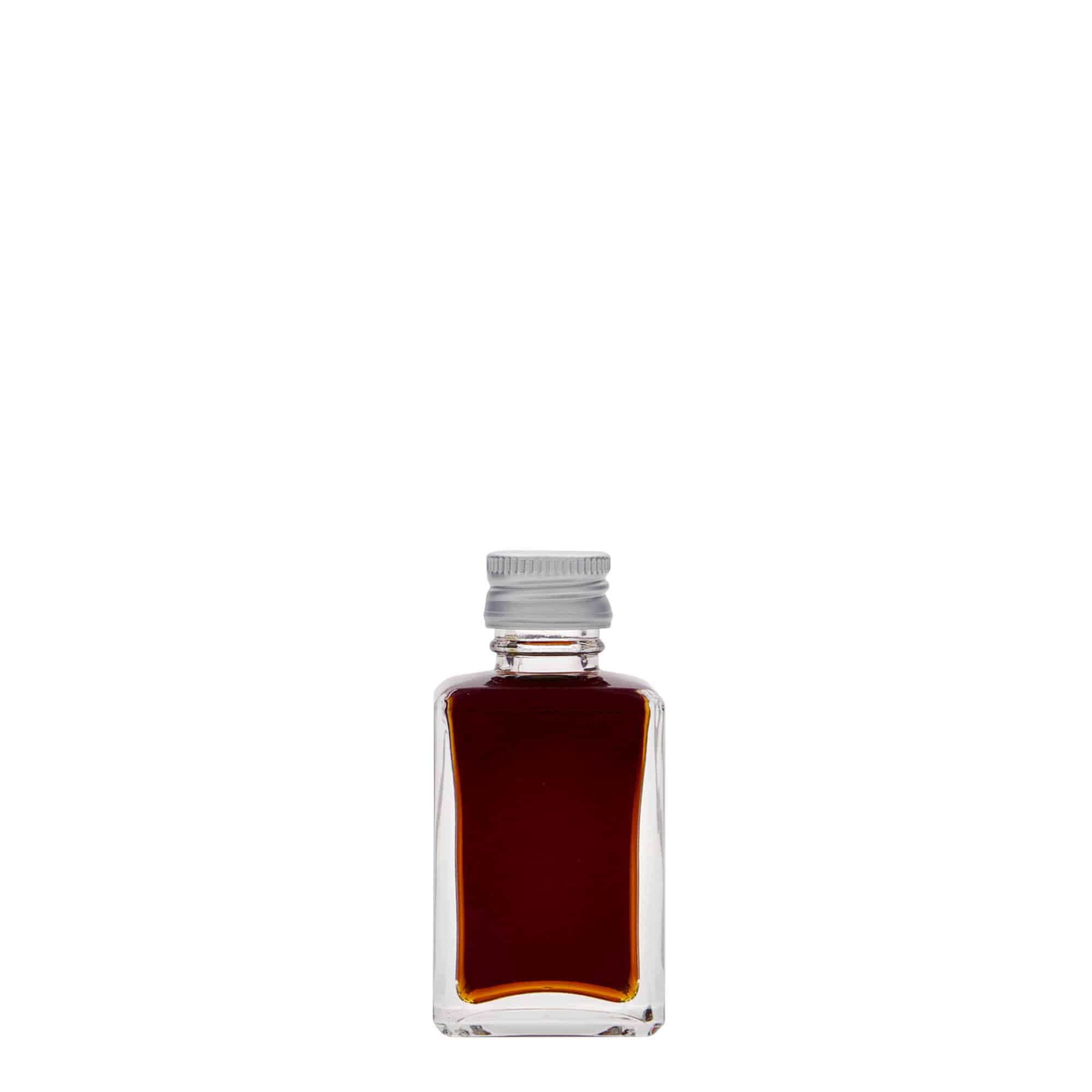 Botella de vidrio de 30 ml «Tamme», cuadrada, boca: PP 18