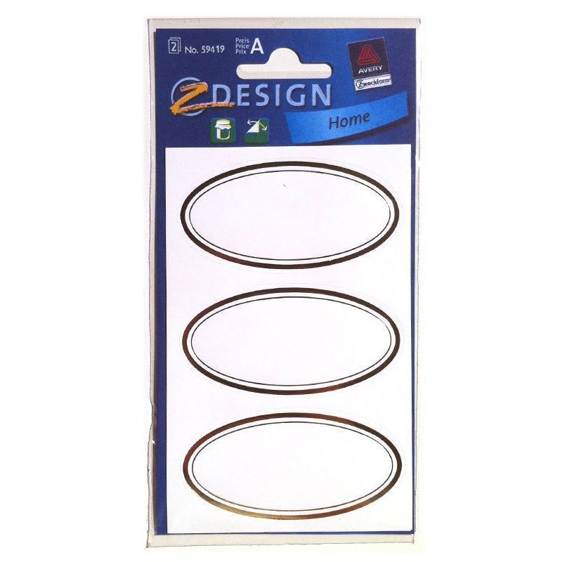 Zweckform Etiquetas 'Marco Dorado', ovaladas, papel, blanco-dorado