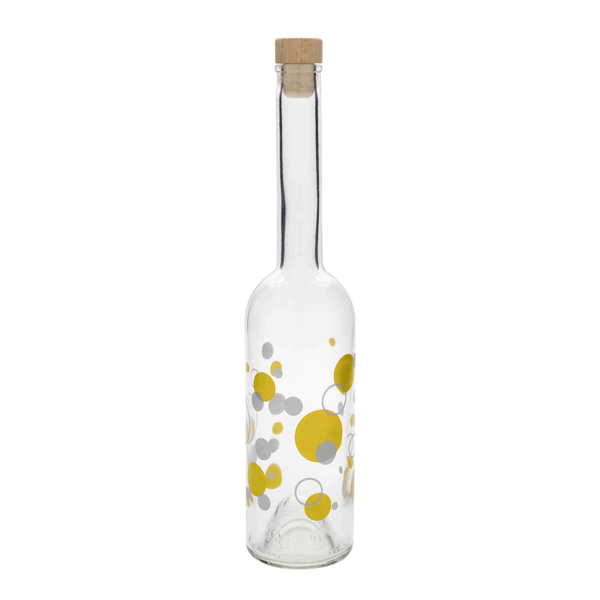 Botella de vidrio 'Opera' de 500 ml, motivo: puntos, boca: corcho