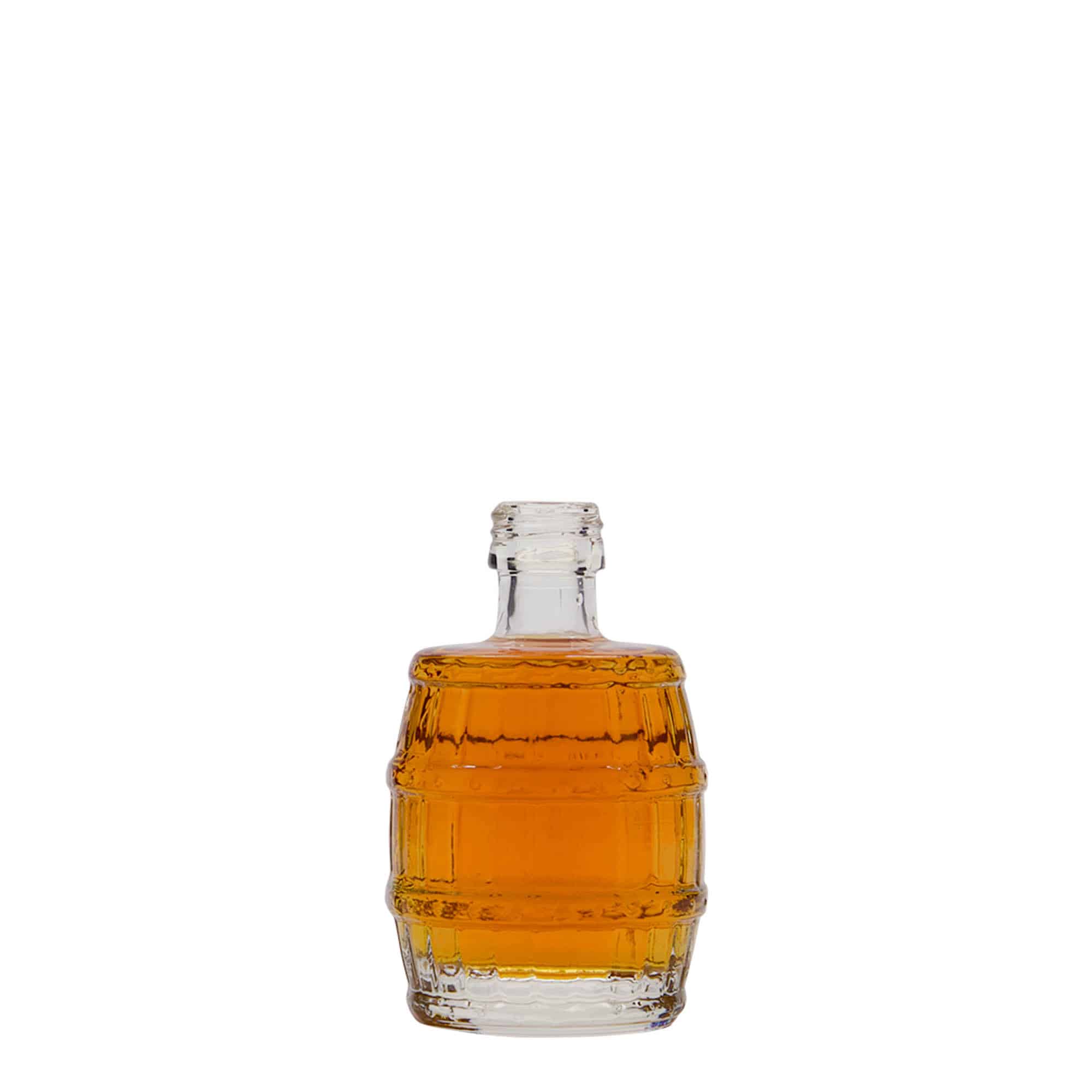 Botella de vidrio 'Barril' de 50 ml, boca: PP 18