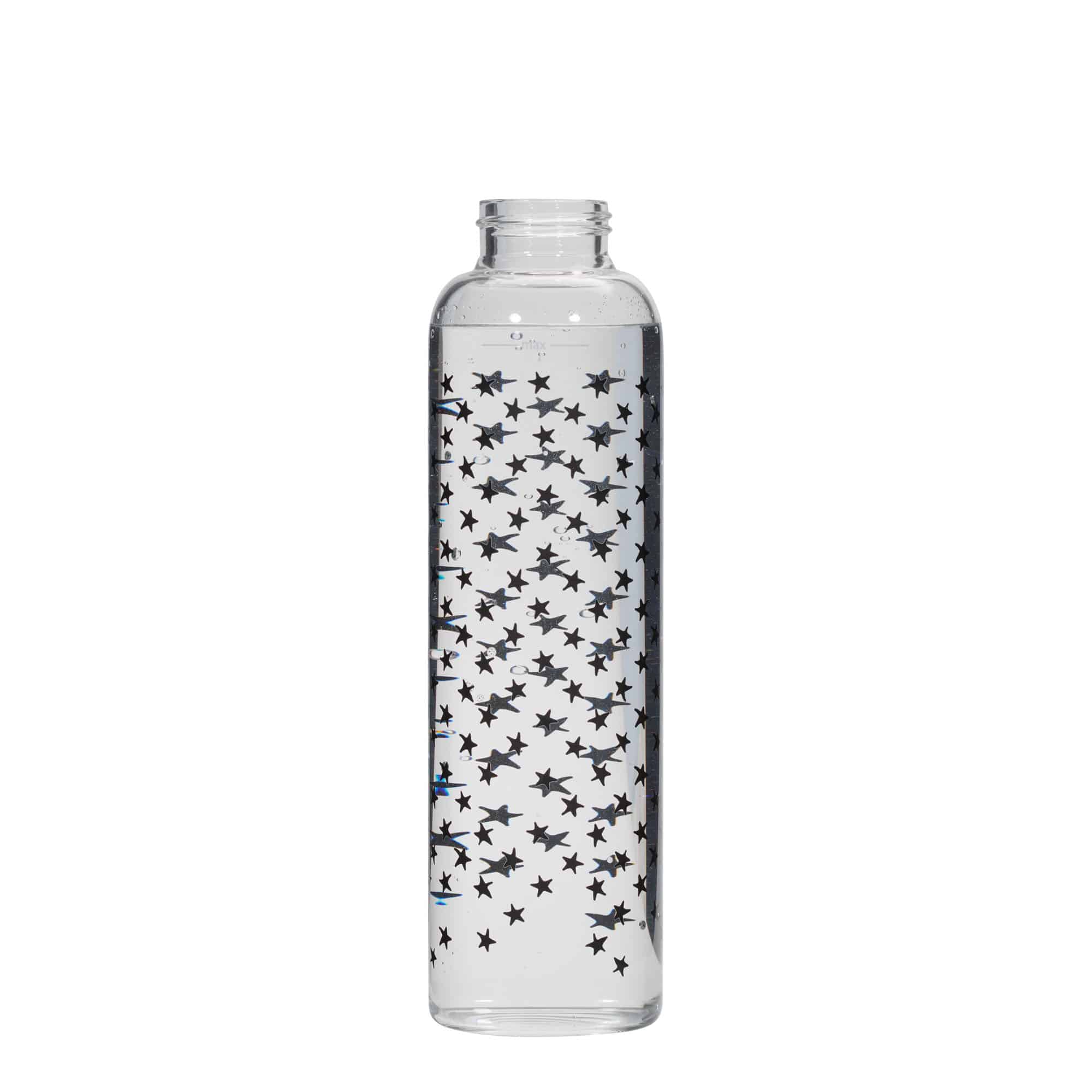 Botella de agua 'Perseus' de 500 ml, motivo: estrellas negras, boca: tapón de rosca