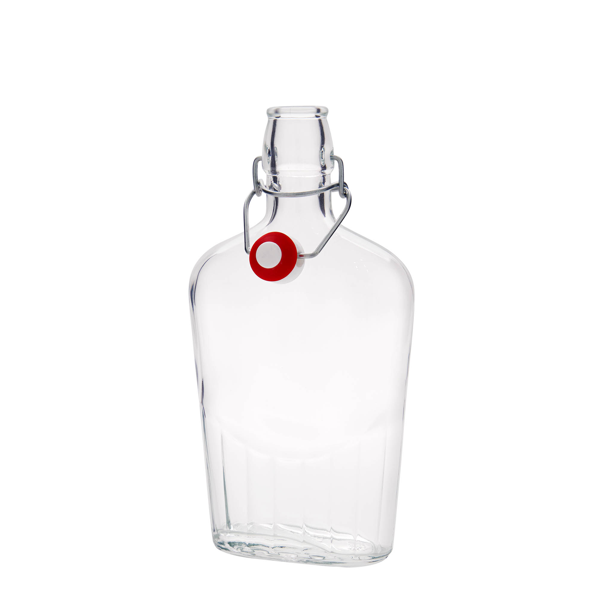 Botella de vidrio de 500 ml 'Fiaschetta', ovalada, boca: cierre de palanca Botella de vidrio de 500 ml 'Fiaschetta', ovalada, boca: cierre de palanca