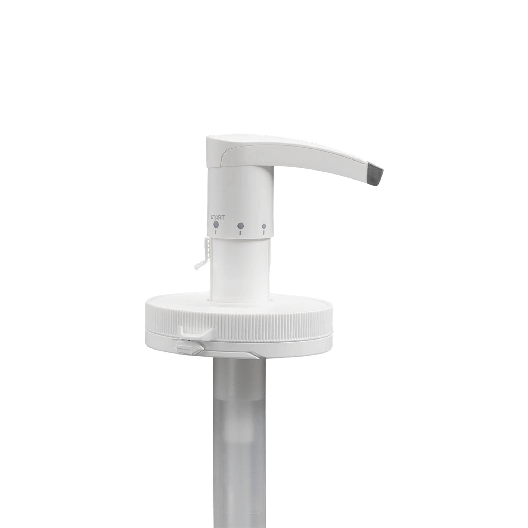 Bomba dispensadora para 655 ml 'Securibox', plástico PE, blanca, para boca: cierre de rosca Bomba dispensadora para 655 ml 'Securibox', plástico PE, blanca, para boca: cierre de rosca