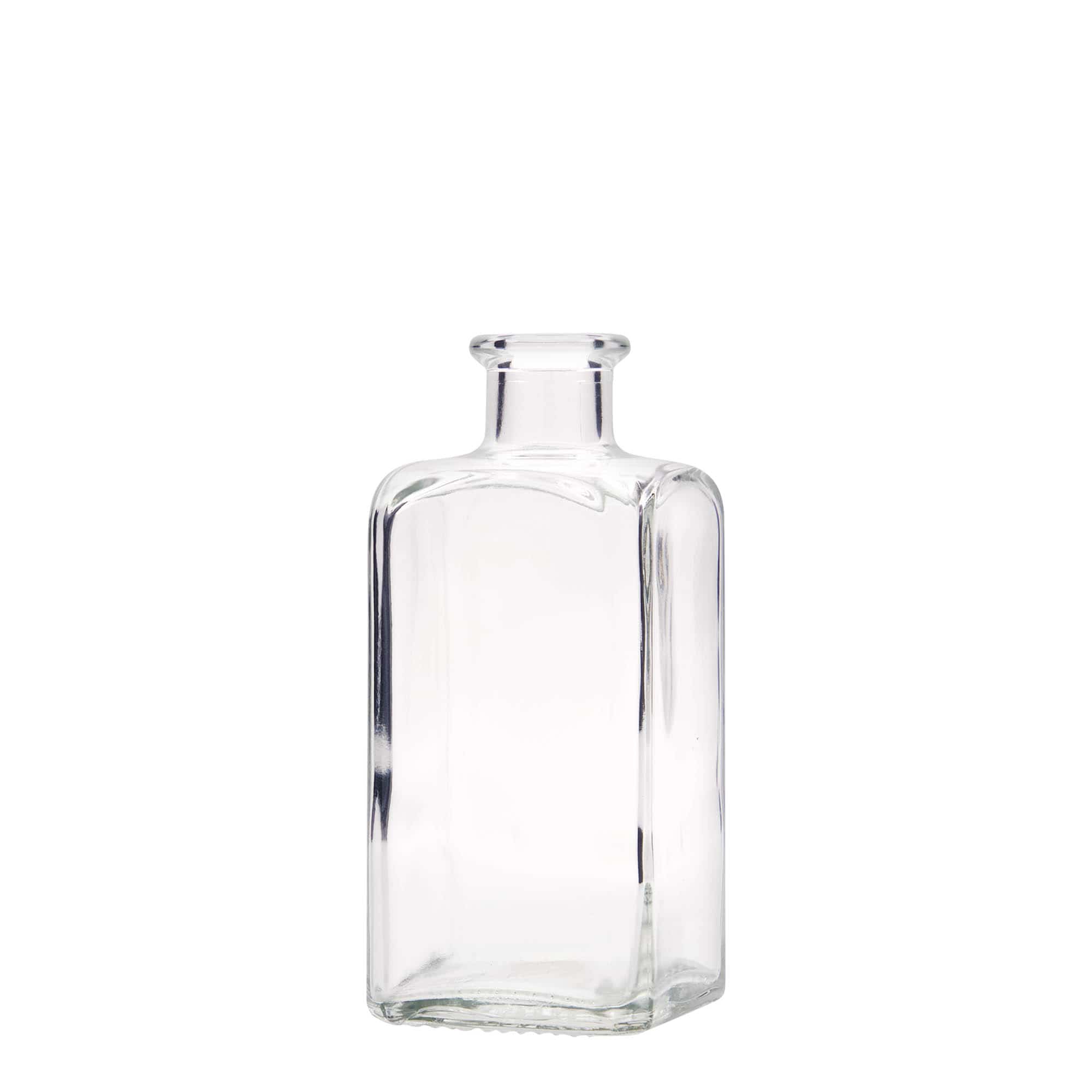 Botella de vidrio de 250 ml Apotheker Carré, cuadrada, boca: corcho Botella de vidrio de 250 ml Apotheker Carré, cuadrada, boca: corcho