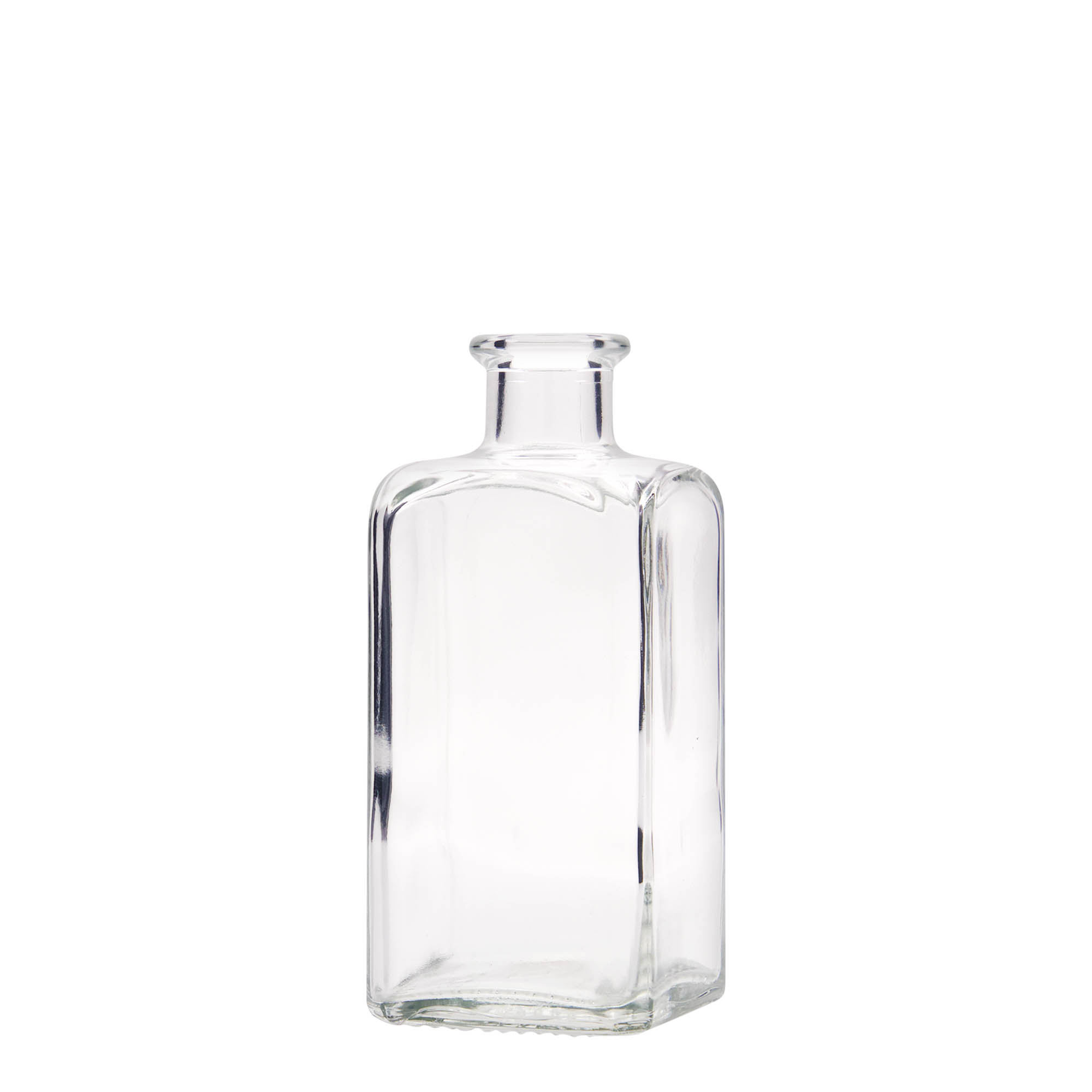 Botella de vidrio de 250 ml Apotheker Carré, cuadrada, boca: corcho Botella de vidrio de 250 ml Apotheker Carré, cuadrada, boca: corcho