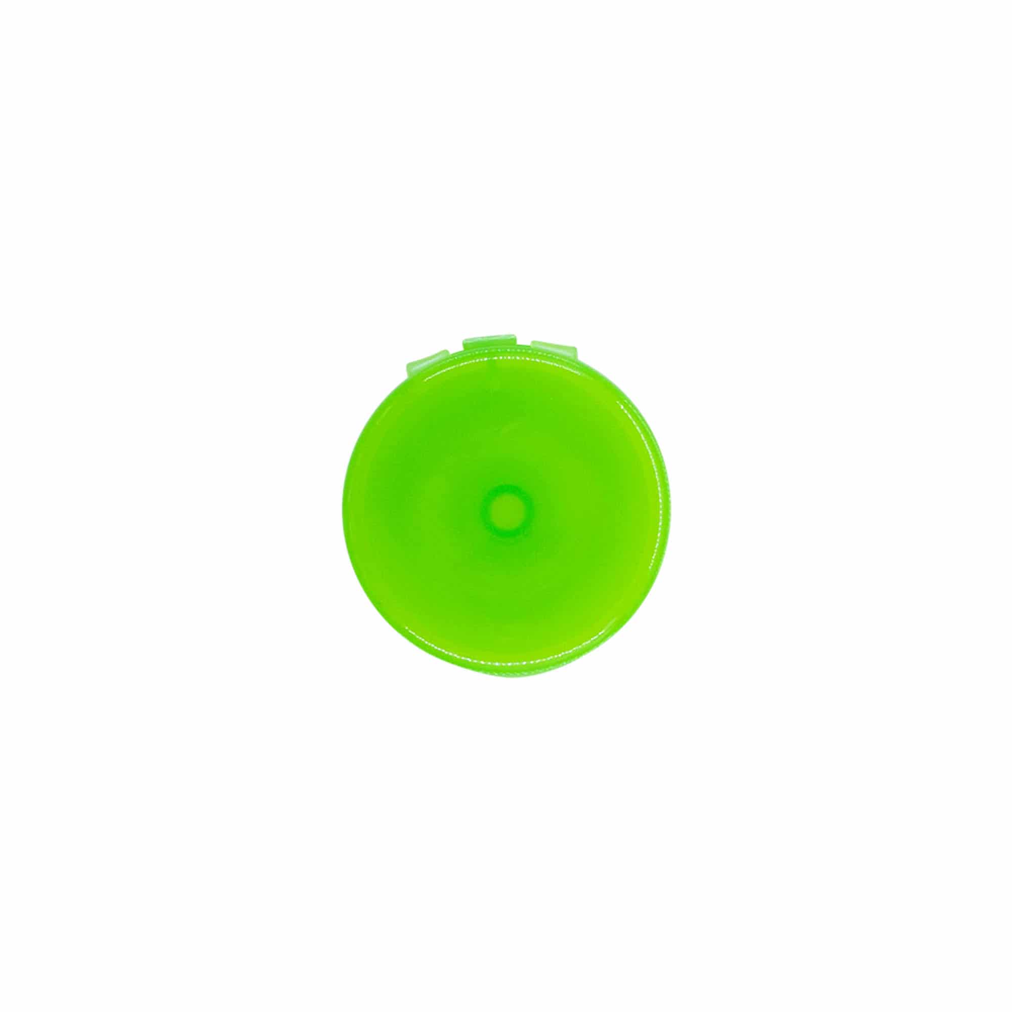 Tapa de rosca con bisagra abatible, plástico PP, verde, para boca: 24/410