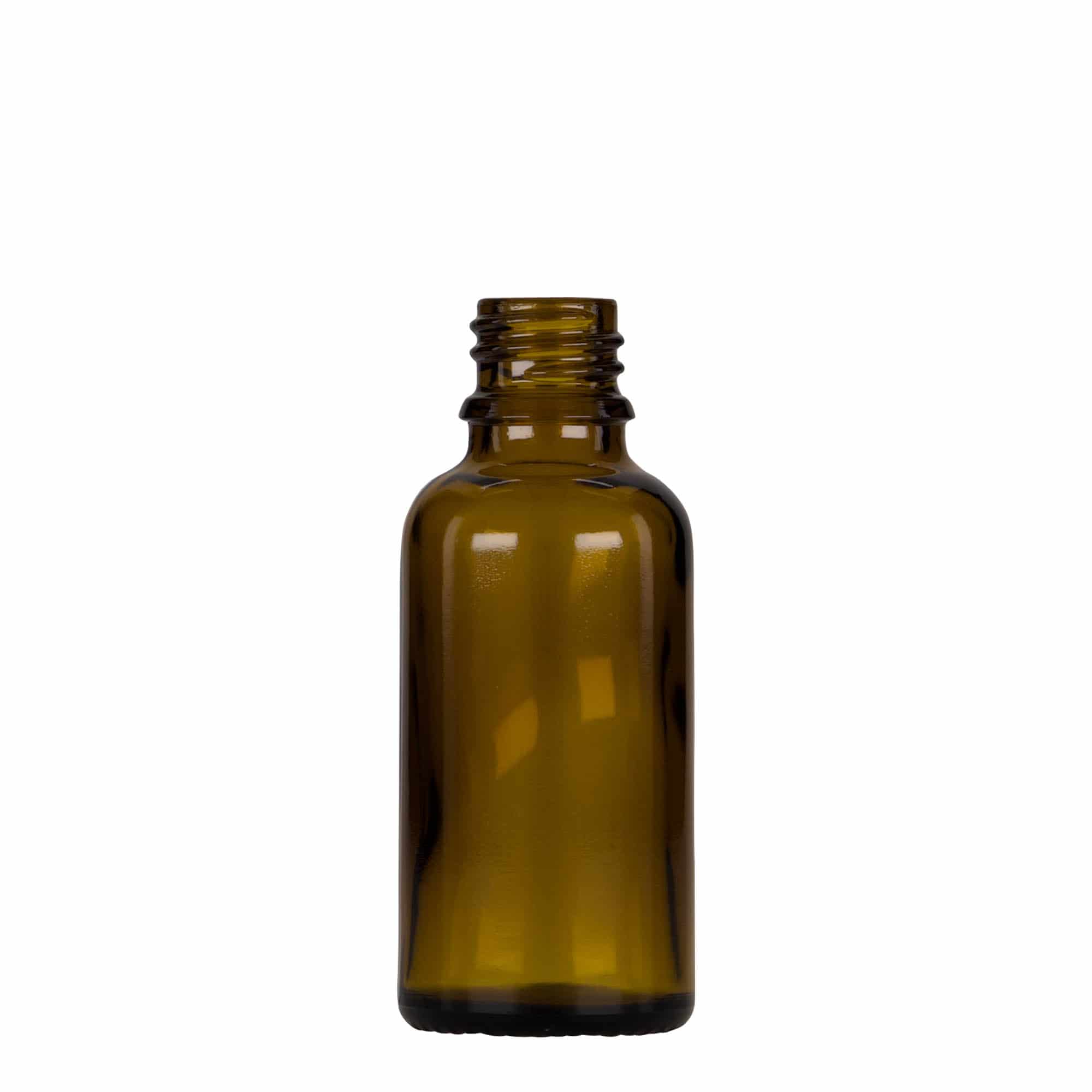 30 ml frasco cuentagotas para medicina, vidrio, marrón-negro, boca: DIN 18