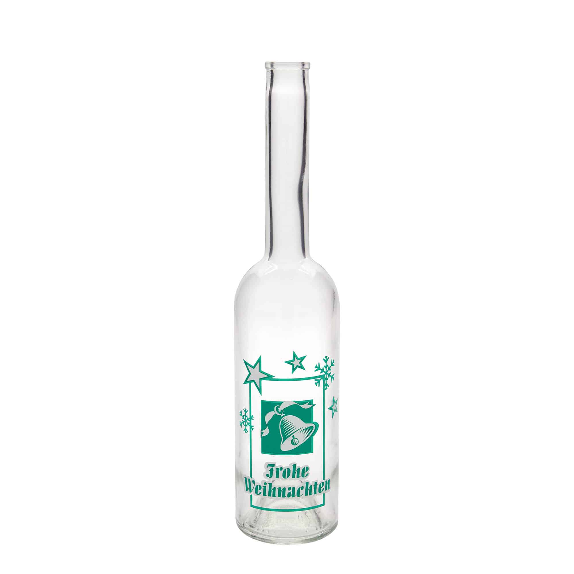 Botella de vidrio de 500 ml «Opera», motivo: Feliz Navidad, boca: corcho