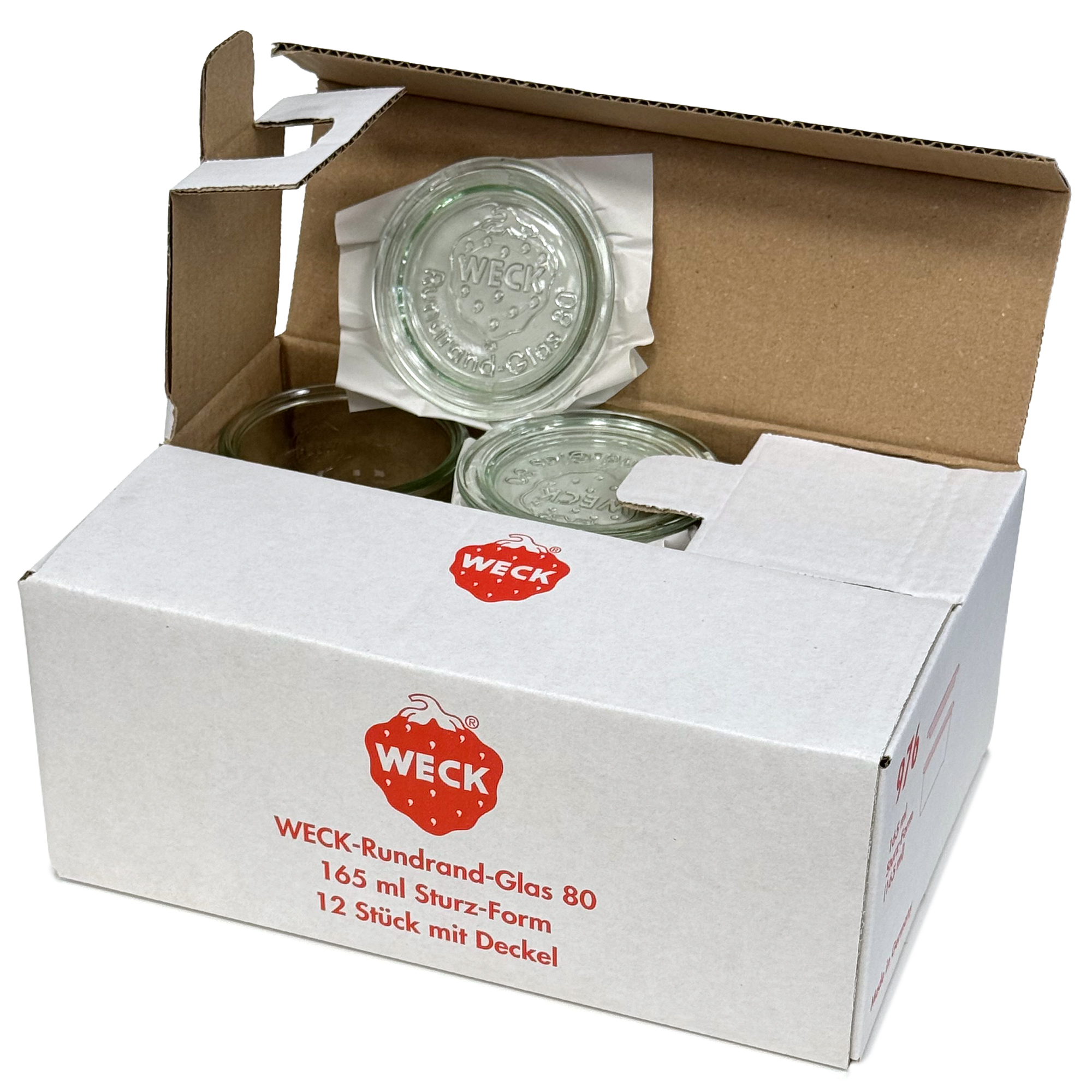 12x 165 ml tarro WECK de boca ancha con tapa de vidrio RR 80