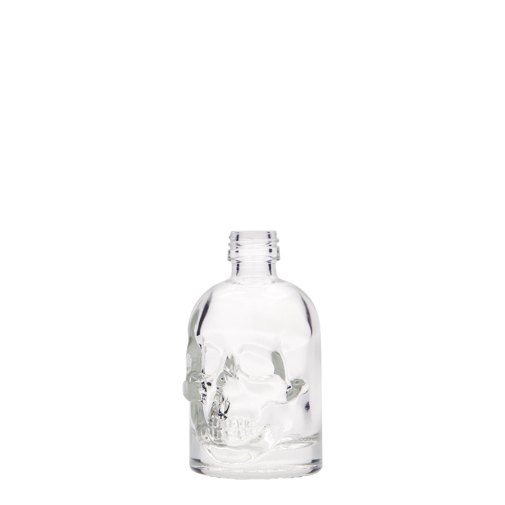 Botella de cristal de 50 ml 'Calavera', boca: PP 18
