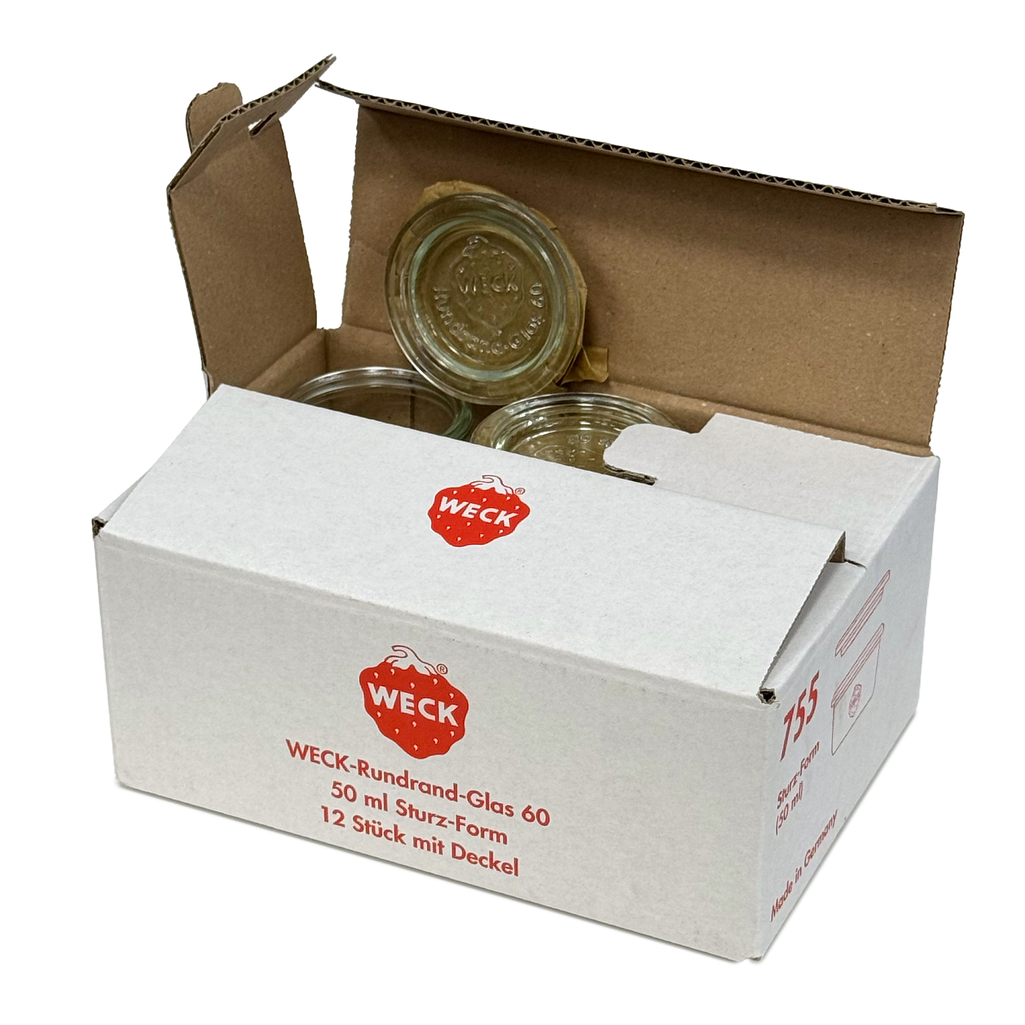 12x 50 ml tarro WECK de boca ancha con tapa de vidrio RR 60