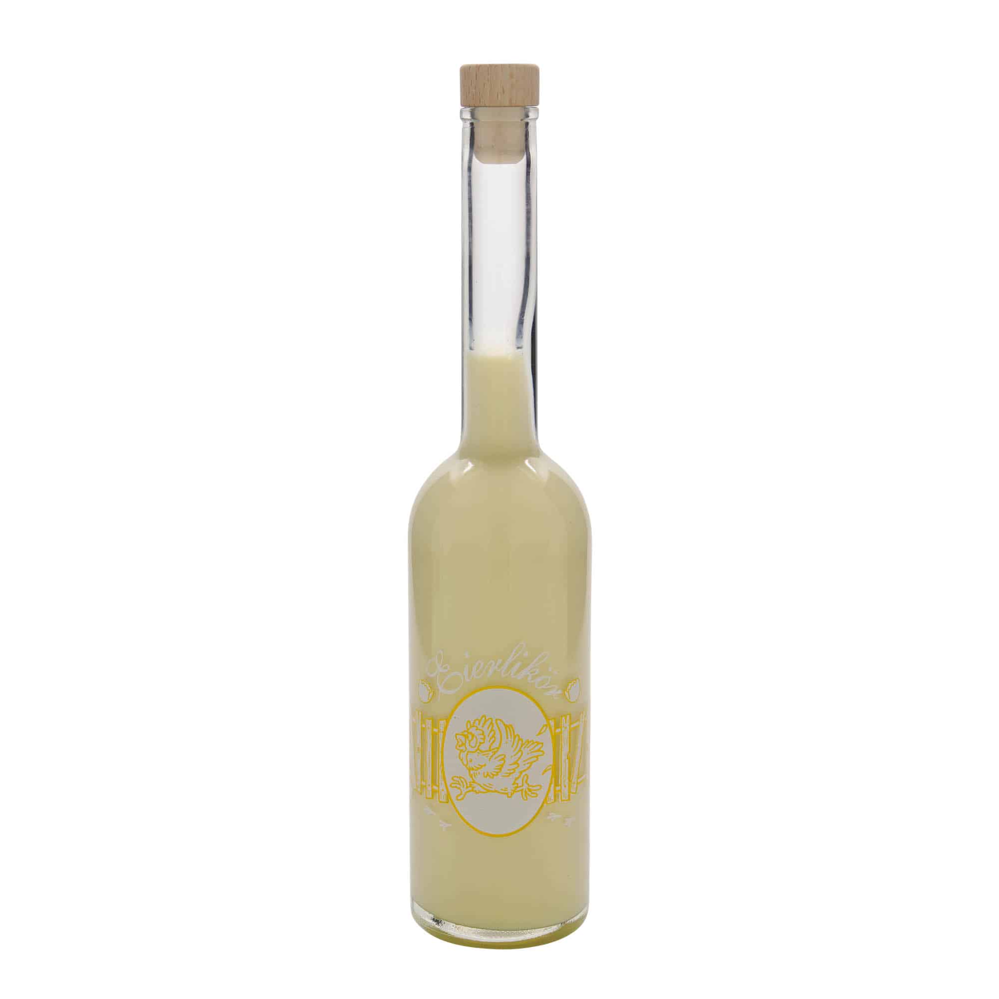 Botella de vidrio 'Opera' de 500 ml, motivo: licor de huevo, boca: corcho